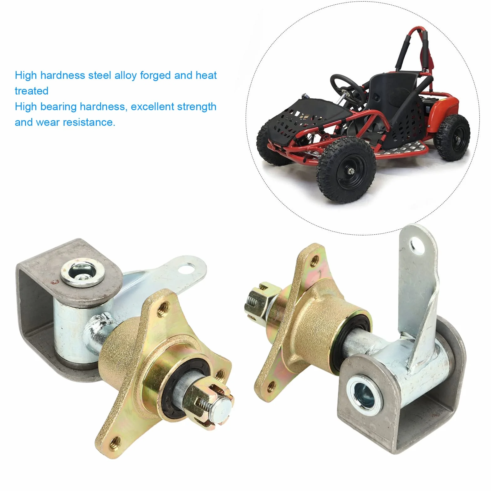 Fockety Zestaw uchwytów wału kierowniczego z prawej i lewej strony 17mm 3 kołki do piasty przedniego koła, 6-calowa oś kierownicy Quad Bike ATV Go Kart