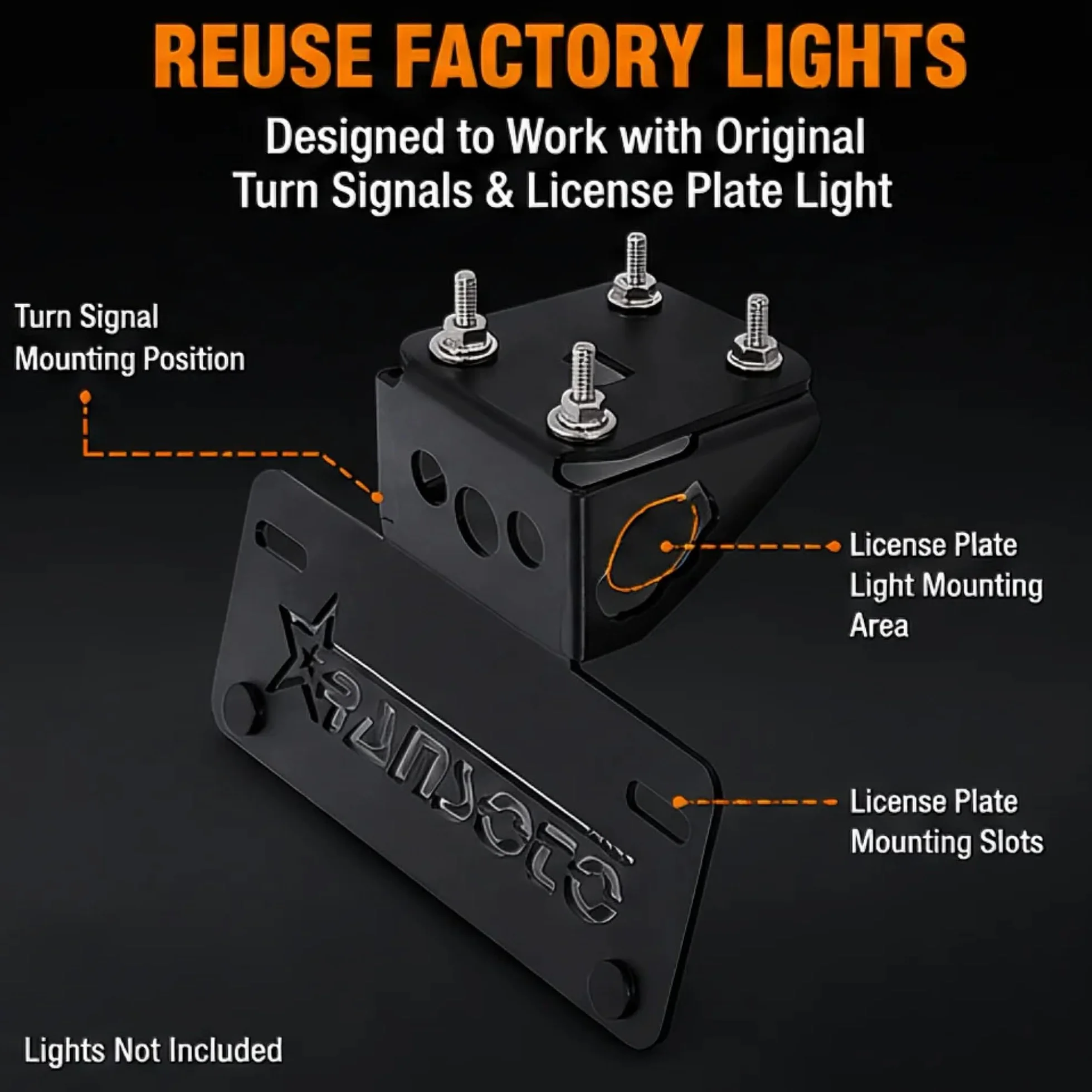 RANSOTO Fender Eliminator do Kawasaki Z650 / Ninja 650 ZX650 2023 2022 2021 2020 2019 2018 2017 Uchwyt montażowy tablicy rejestracyjnej