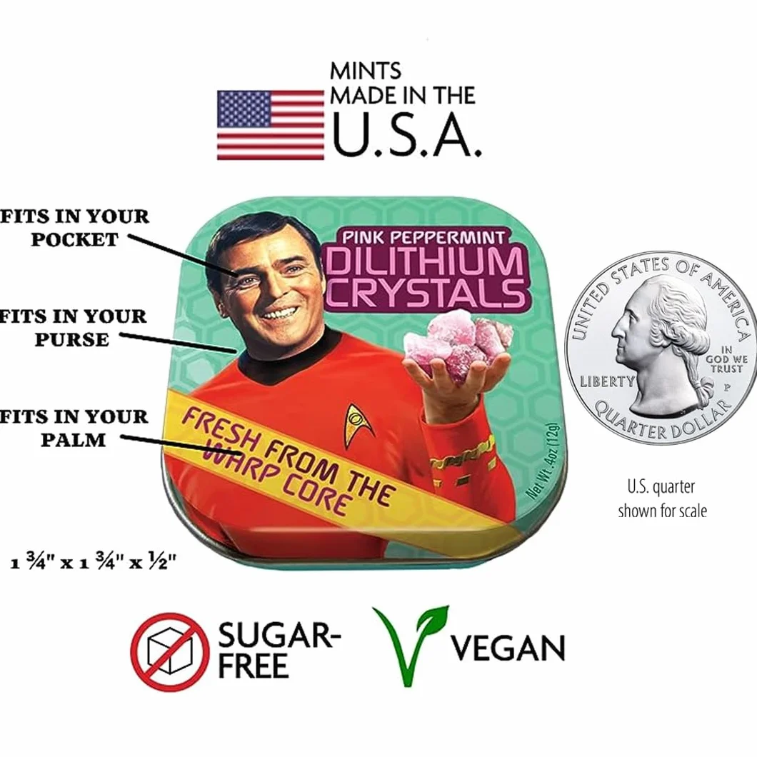 Star Trek Dilithium Crystal krople mięty pieprzowej, cukierki miętowe bez cukru