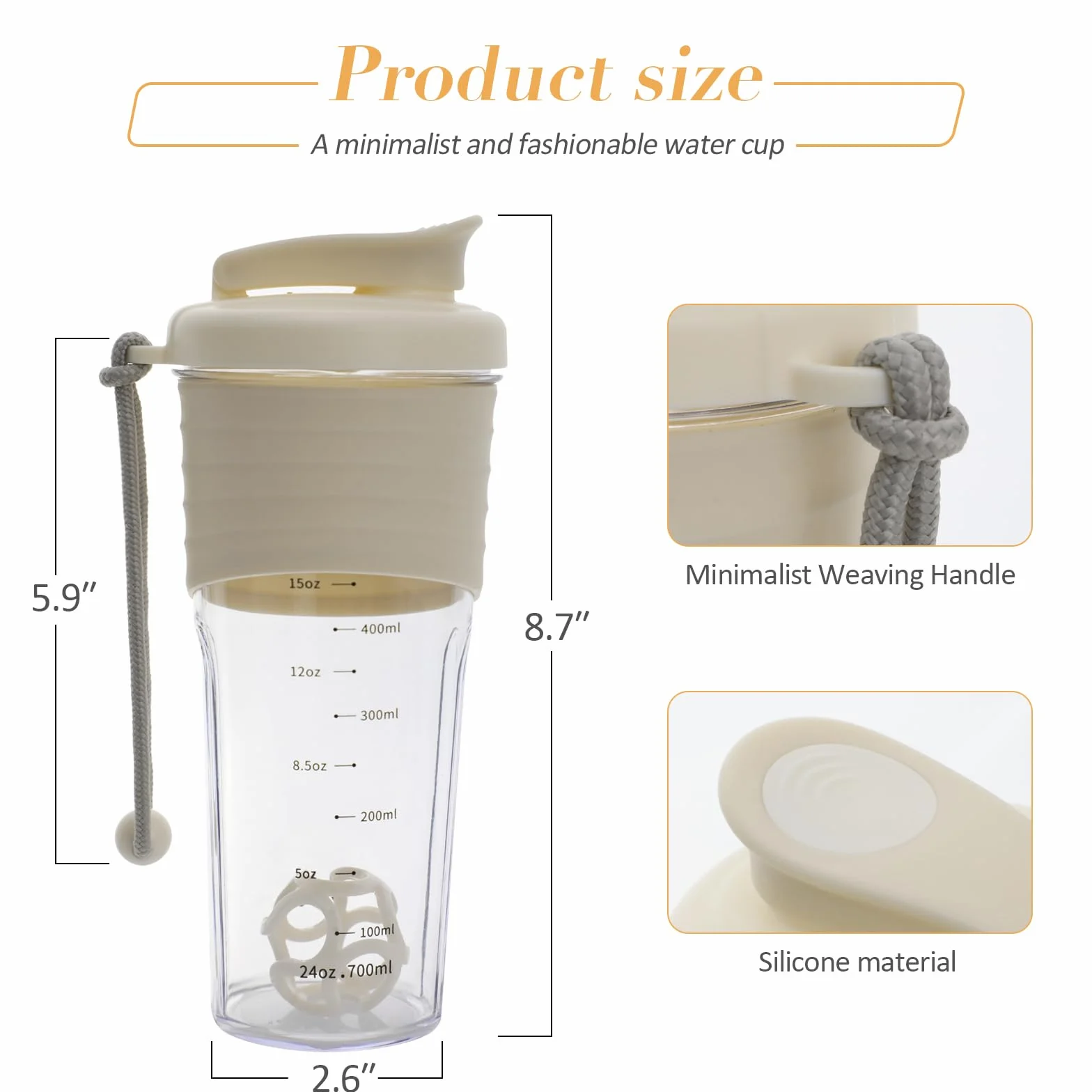OUOUMUF Shaker Premium Protein 700 ml beżowy