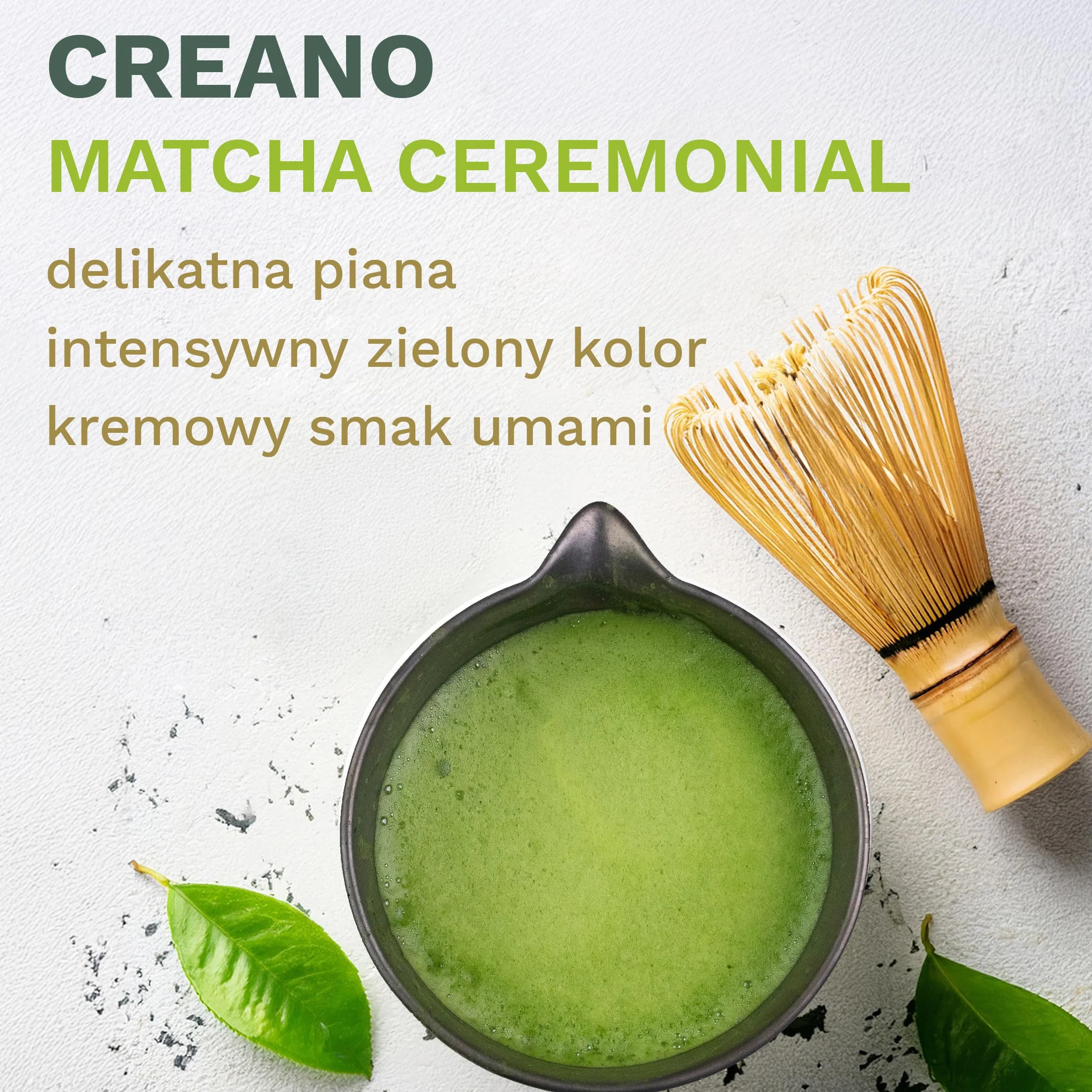 Ceremonialna herbata Creano Organic Matcha 50g z Japonii Aichi Kioto Shizuoka Kagoshima