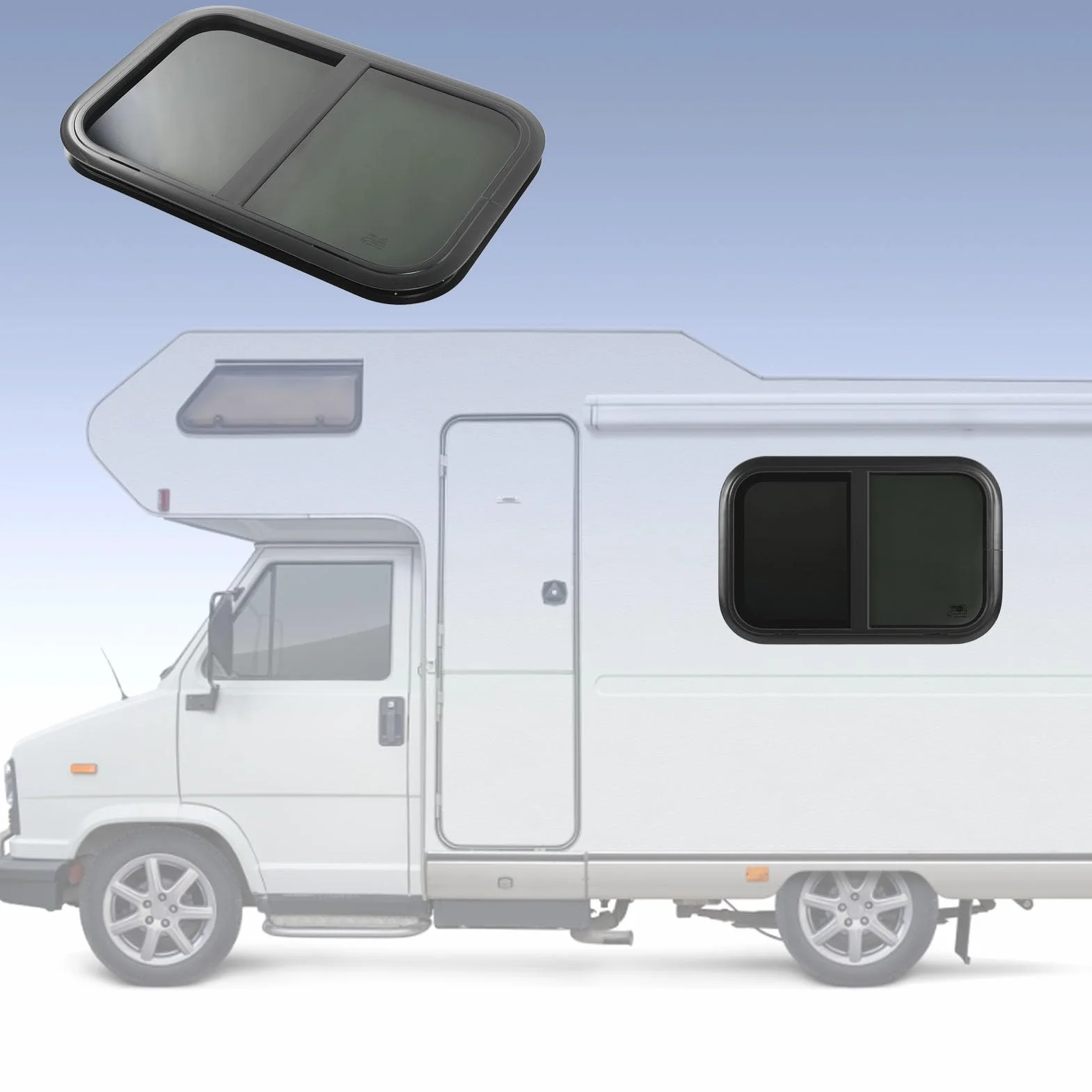 Okno Kempingowe, Izolacja Akustyczna Okno Przesuwne RV L700 H350mm Szkło Hartowane Dobre Uszczelnienie do zastosowań Morskich (Odpowiednia grubość ścianki: od 31 do 36 mm)