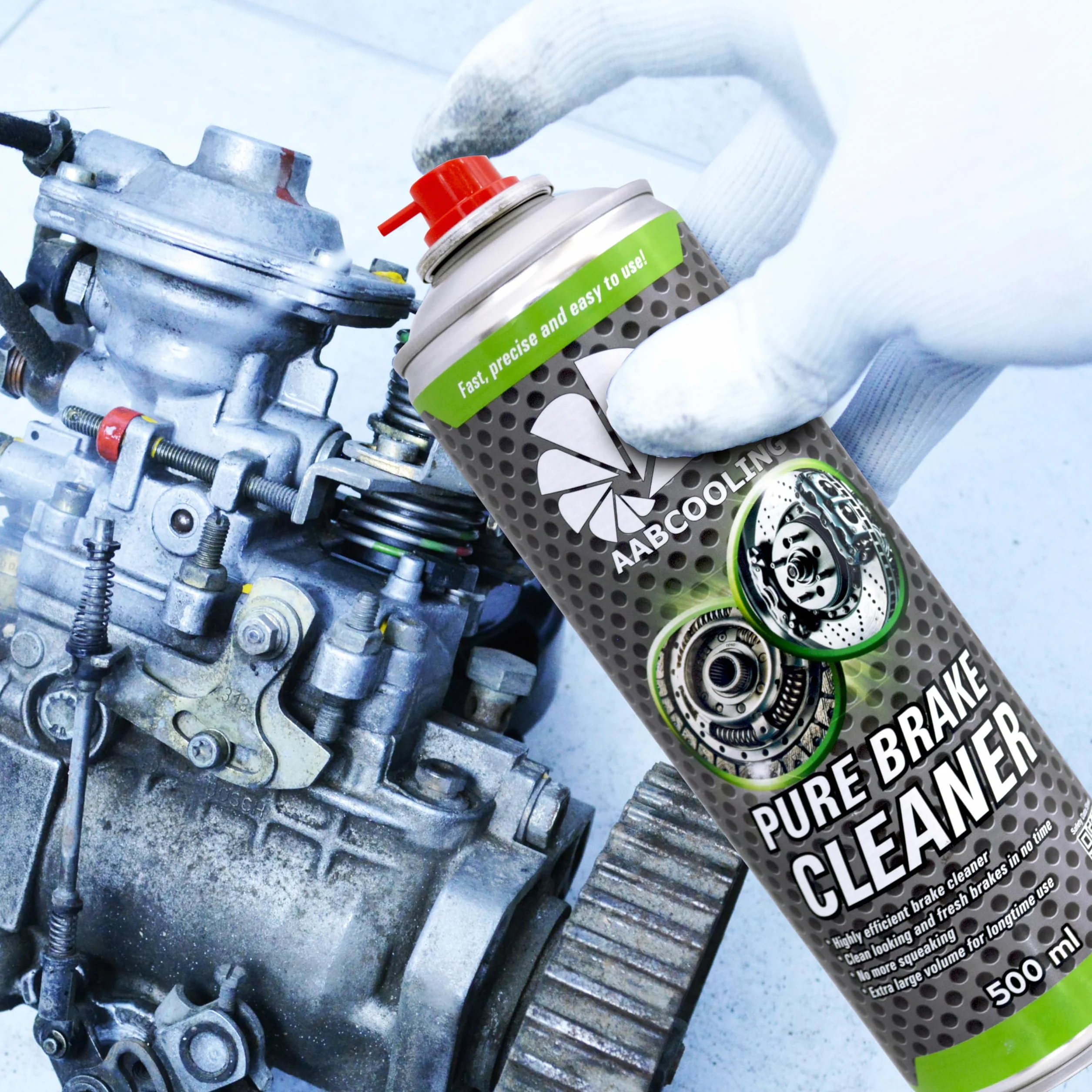 4x AABCOOLING Brake Cleaner 500ml Profesjonalny Środek do Czyszczenia Hamulców, Zmywacz Hamulcowy, Usuwa olej, smar i brud, Szybkoschnący, Czyści Sprzęgła, Hamulce Tarczowe i Bębnowe