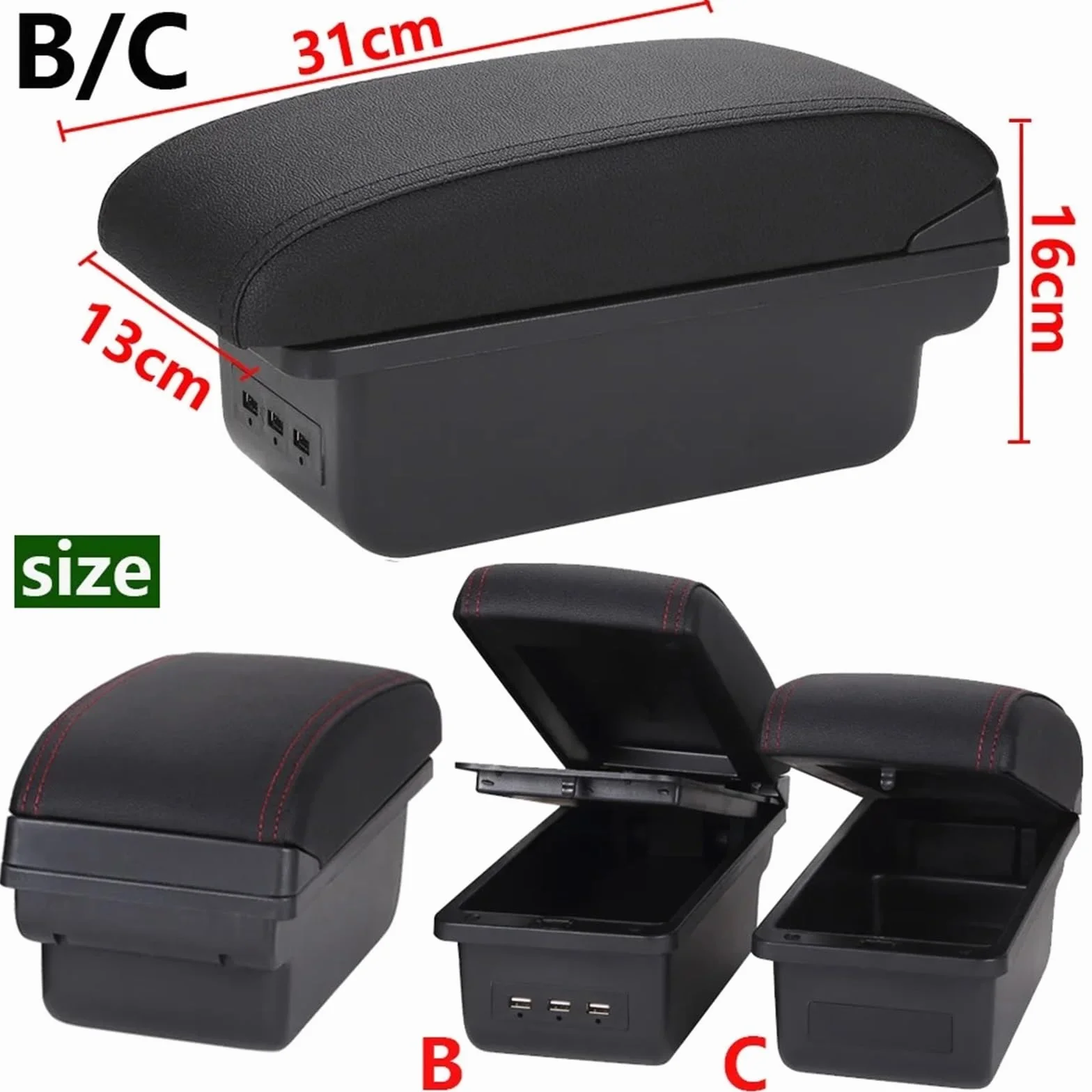 Armsteun Richter Bush Podłokietnik Pasuje Do Nissan Terrano 3 Renault Duster Oroch Car Podłokietnik Box 2012-2018 Części Schowka Akcesoria Samochodowe(C3 Black white NOUSB)