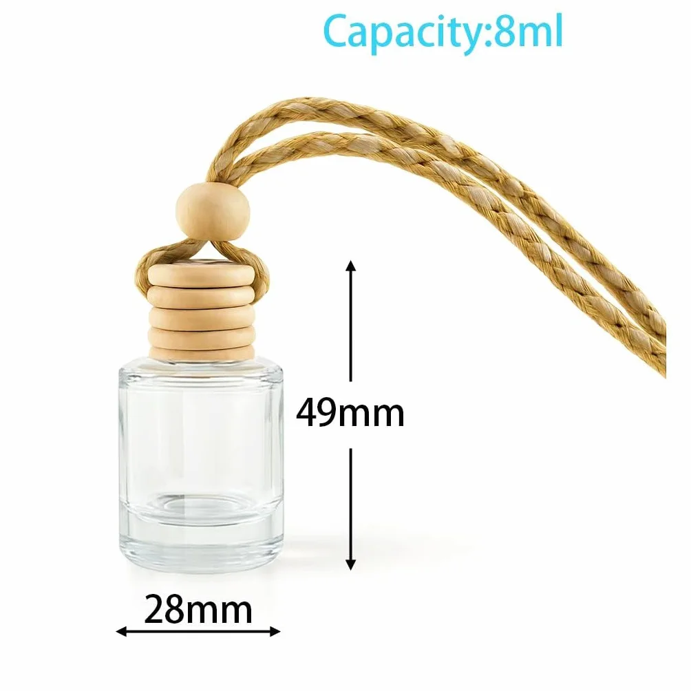 30 szt. buteleczek 8 ml do zapachu samochodowego – puste dyfuzory do aromaterapii z zawieszką, idealne do samodzielnego napełniania w aucie, domu lub biurze