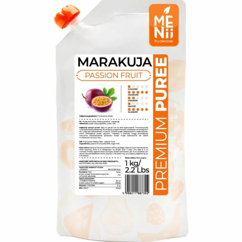 Puree z marakui 1 kg z cukrem bez pestek gładkie tropikalne owoce do deserów
