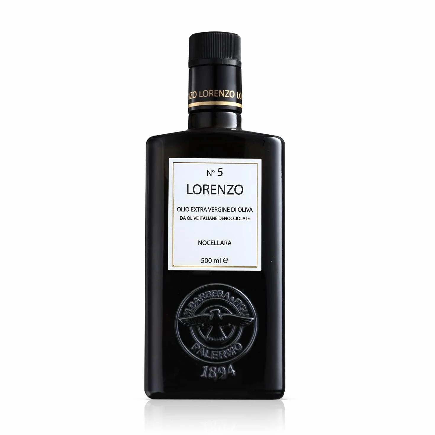 Barbera Lorenzo nr 5 Oliwa z oliwek extra virgin, 500 ml | Tłoczona na zimno sycylijska oliwa EVOO | Smaczny i delikatny smak oliwek Nocellara del Belice | Świeżo zebrane oliwy importowane z Włoch