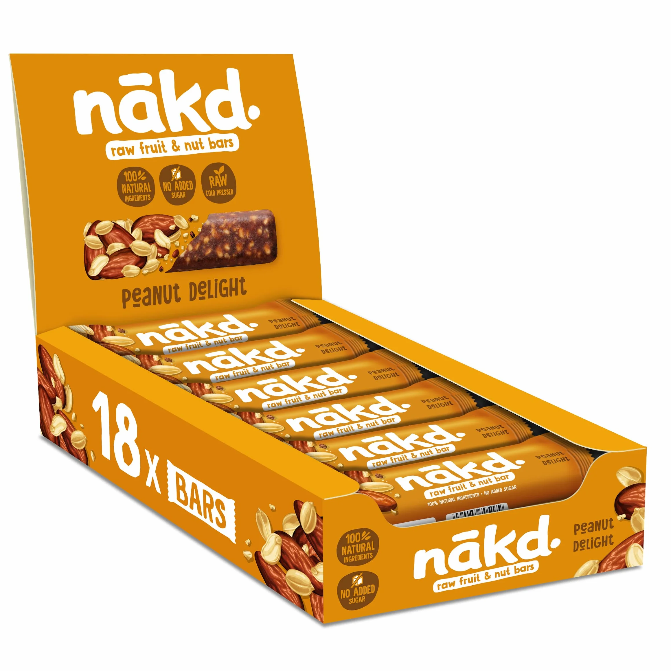 Peanut Delight naturalne batoniki owocowe i orzechowe, wegańskie batoniki – bez glutenu – naturalna przekąska, 35 g (18 w opakowaniu)