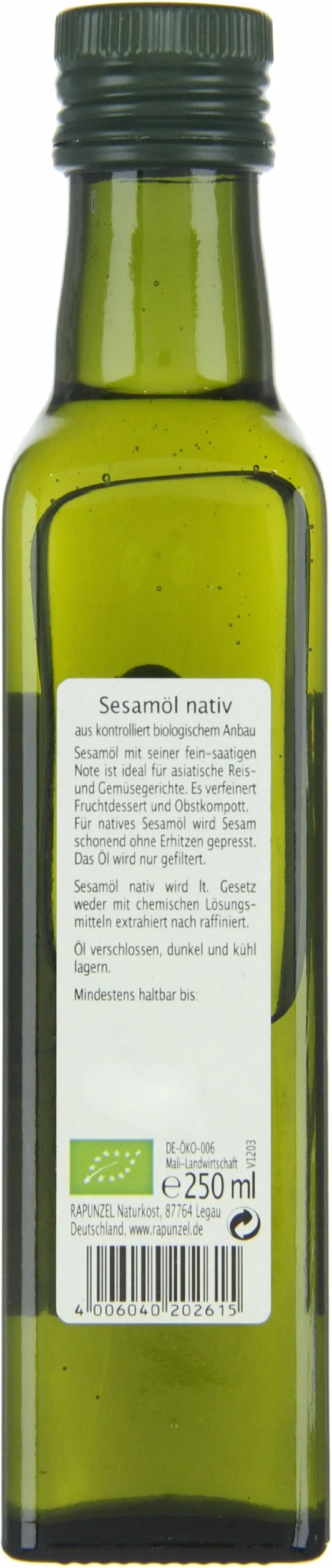 Rapunzel Olejek sezamowy, 1 opakowanie (1 x 250 ml) - Bio