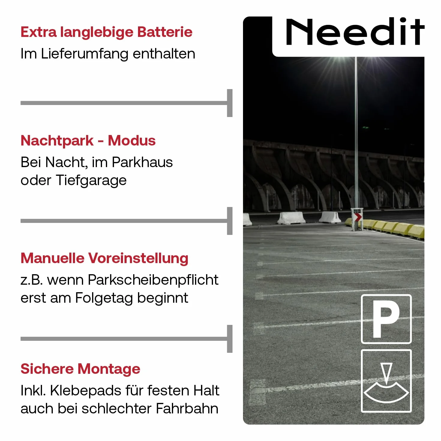Needit Park Micro Tarcza Parkingowa, Niebieski/Czarny, ‎8 x 4.5 x 1 cm; 31 g