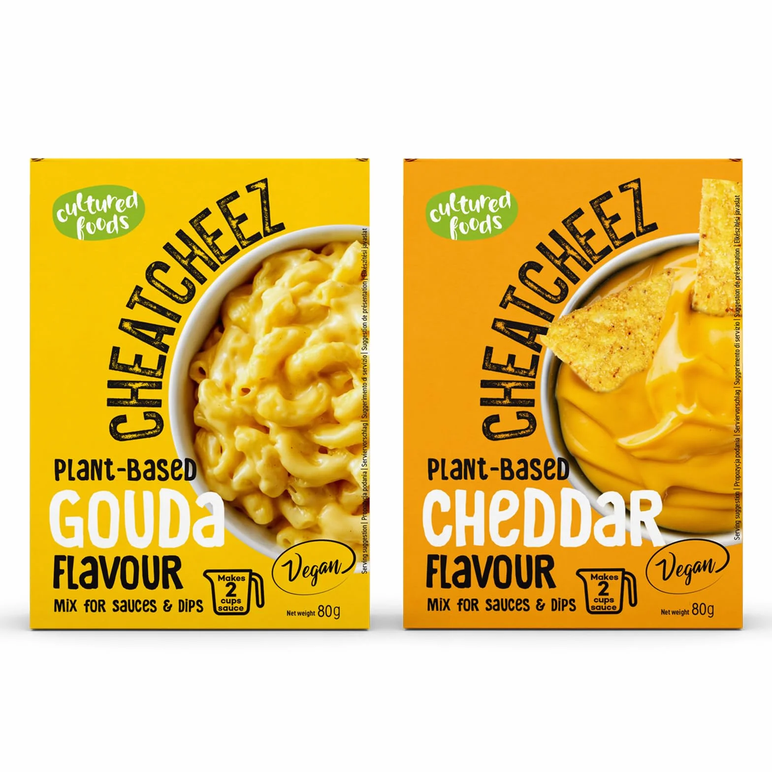 Cultured Foods CHEATCHEEZ Wegański Ser Zamiennik Sera Bez Laktozy Bez Glutenu Zestaw 2x Gouda i Cheddar 184 g