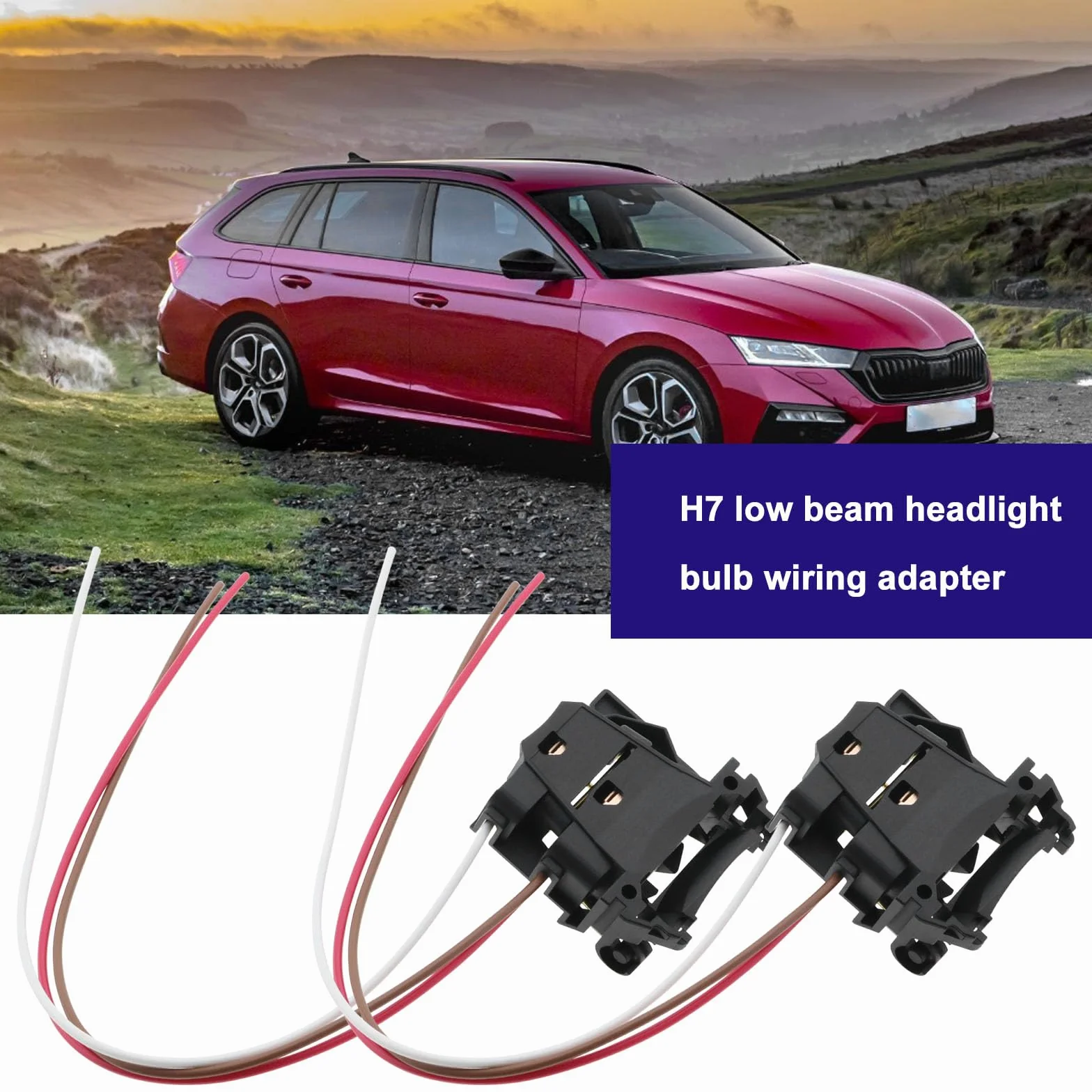 Adapter do żarówki H7 z okablowaniem kompatybilny z Ford Focus MK2 MK3, czarny
