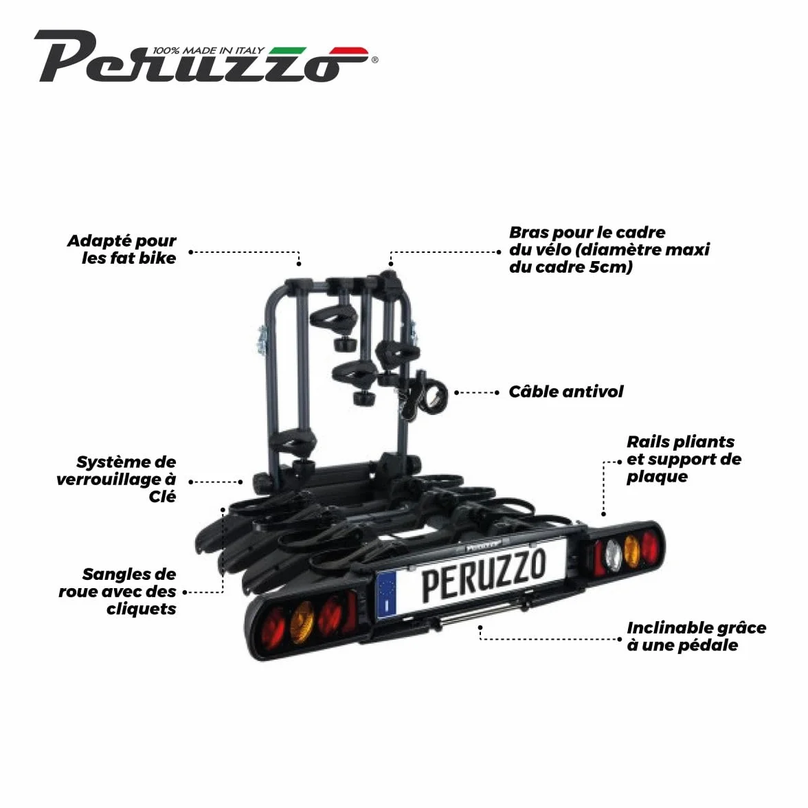 Peruzzo Unisex – dla dorosłych Pure Instinct bagażnik na sprzęgło, czarny, jeden rozmiar