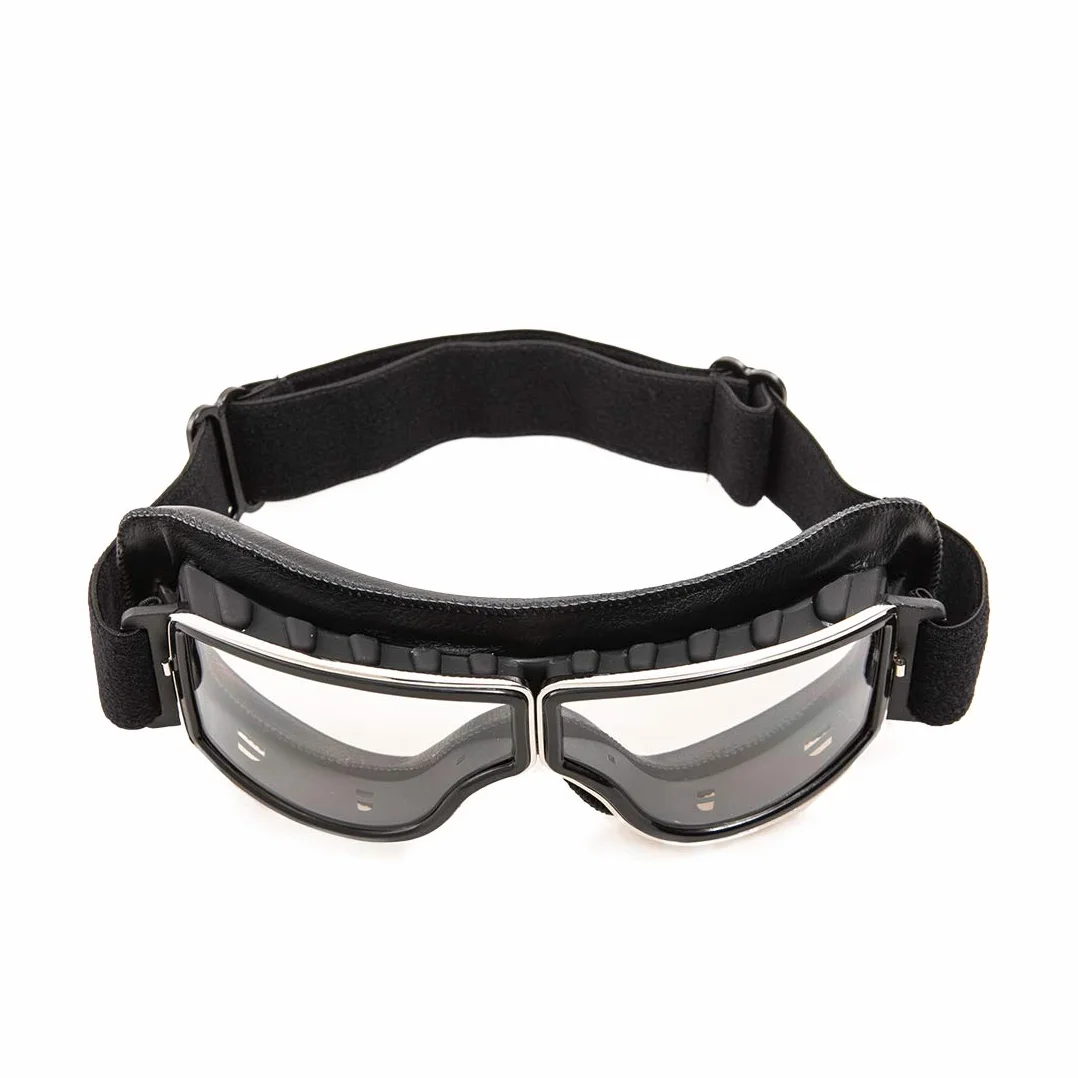 Okulary motocyklowe ze skóry PU okulary sportowe retro okulary rowerowe do ATV Bike Motocross okulary ochronne
