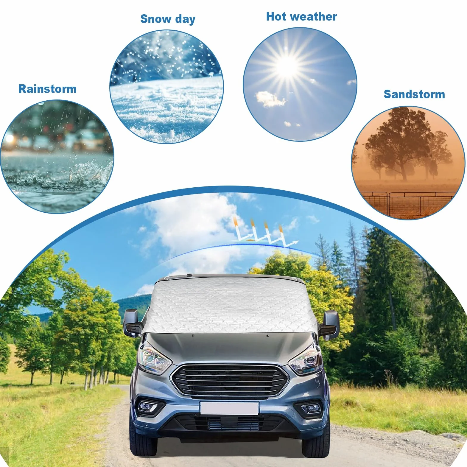 Osłona na przednią szybę do Benz Vito W447 2015-2024, z wewnętrzną bawełną, zewnętrzna, termiczna osłona przedniej szyby, składana osłona przedniej szyby samochodu, 100% zaciemnienie,