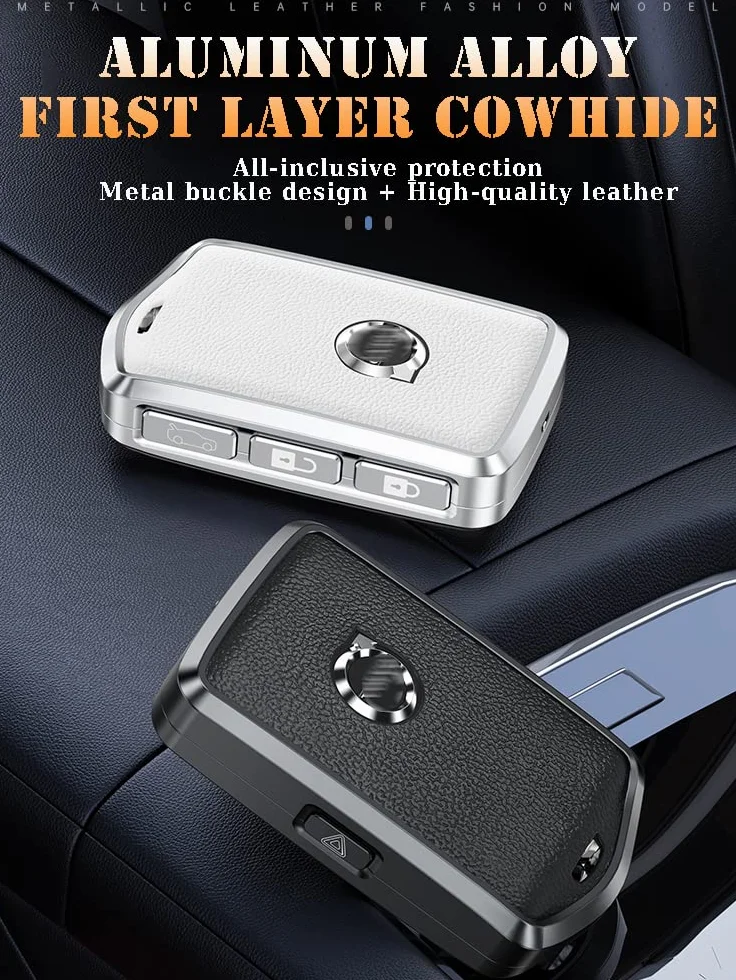 Etui na klucze pasuje do Volvo Smart etui ochronne do Volvo XC60 XC70 XC90 C30 S60 S80 S90 V60 V70 V90 pudełko na klucze skóra boczne przyciski białe