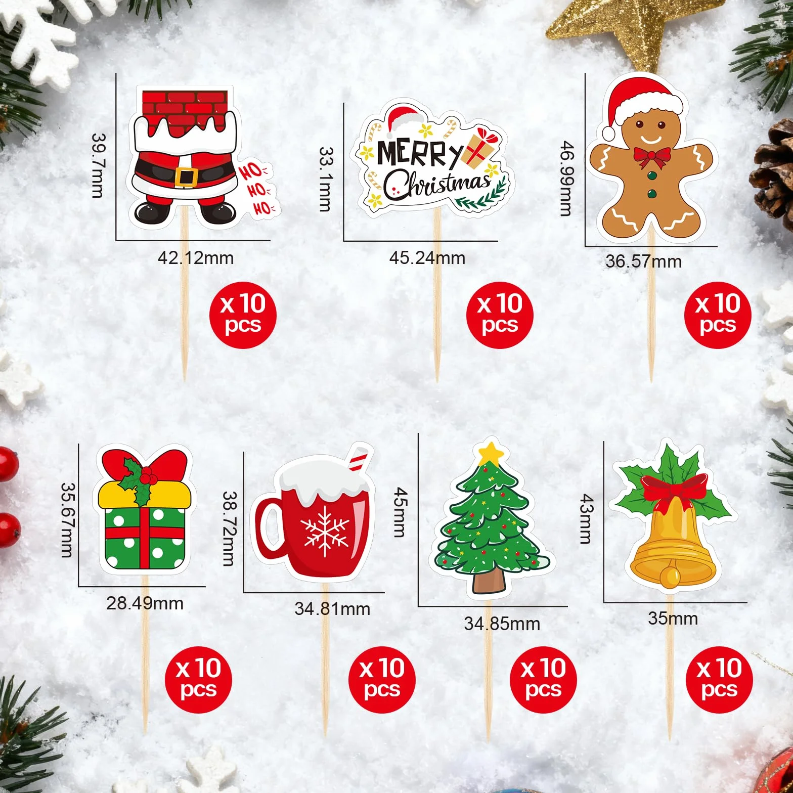 NACHLYNN 70 szt. toppery na babeczki świąteczne dekoracje ciasto