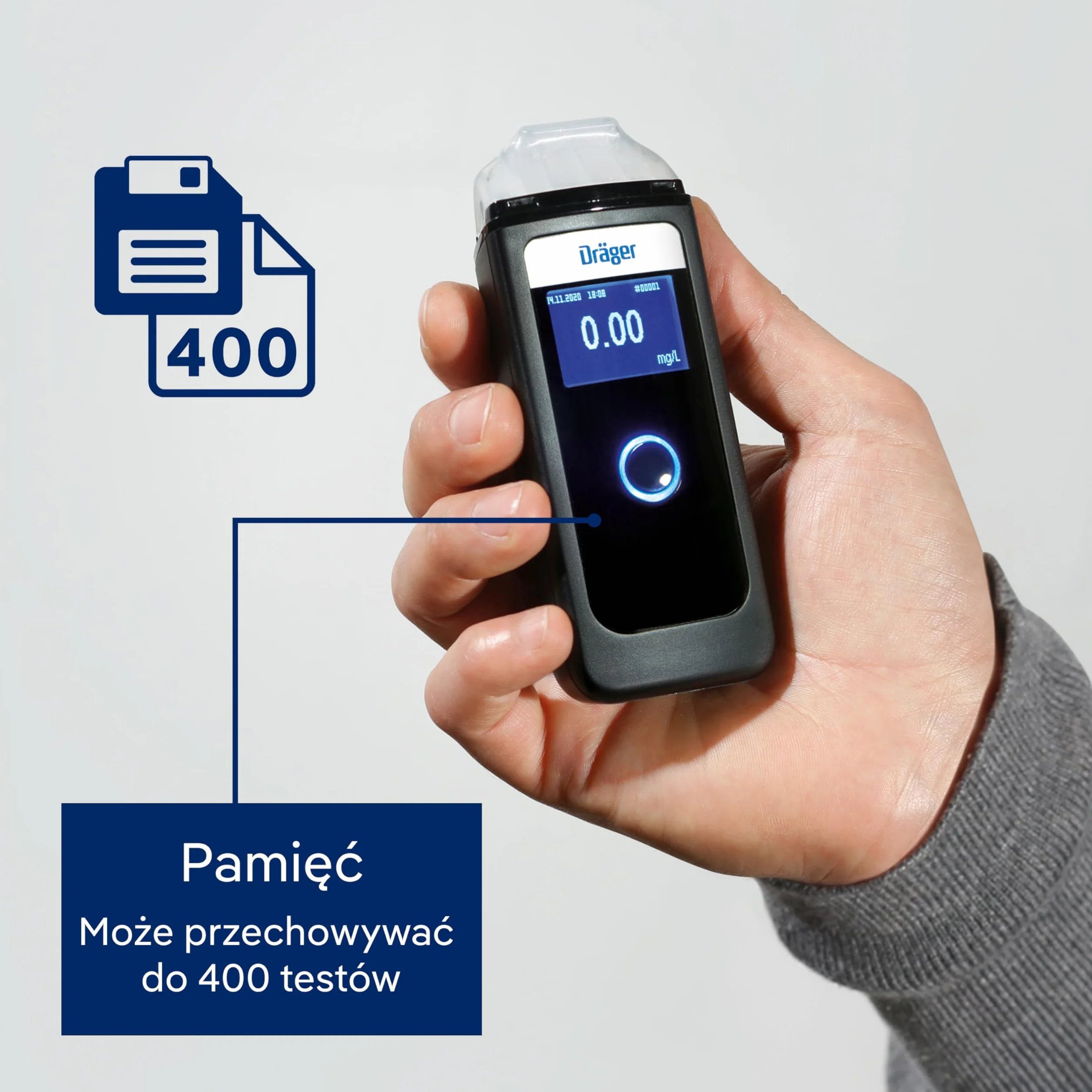 Alkomat Dräger Alcotest 4000 | przenośny alkomat i tester alkoholu | cyfrowy alkomat klasy policyjnej i dokładności dowodowej | ustniki wielokrotnego użytku | osobiste, zastosowanie zawodowe, zastosowanie podczas podróży