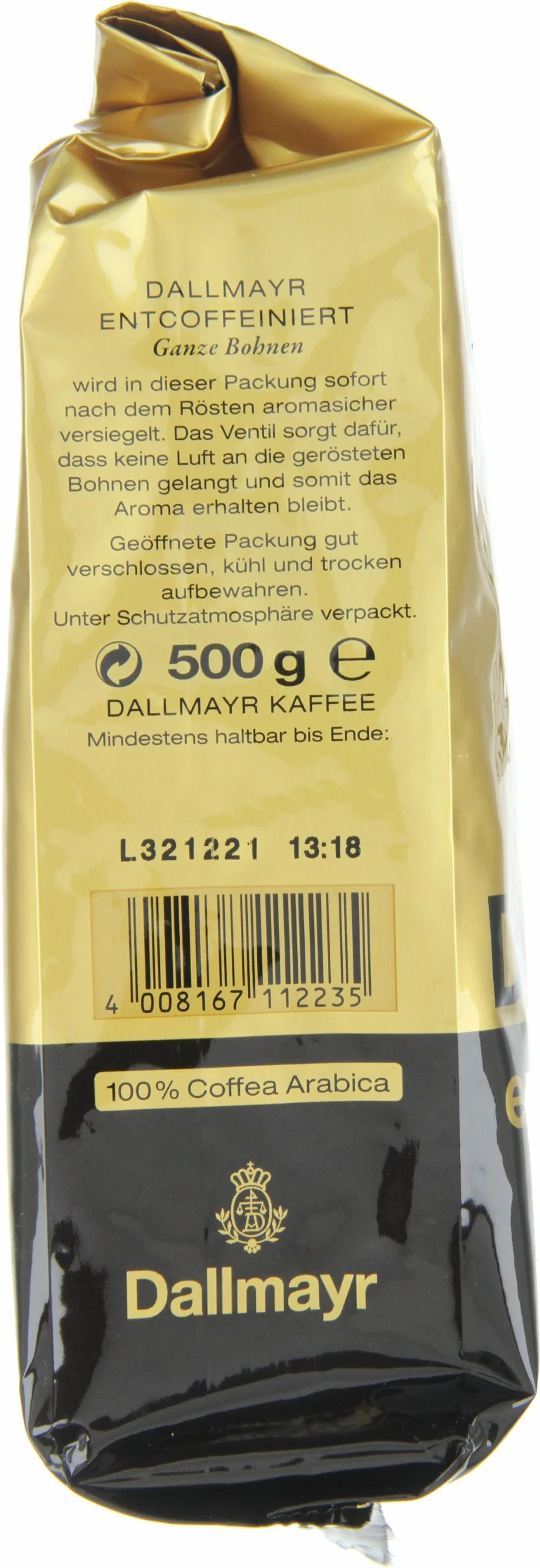 Dallmayr Prodomo bezkofeinowa kawa ziarnista 500 g
