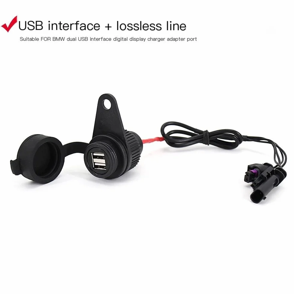 akcesoria motocyklowe Podwójne gniazdo USB nowe akcesoria motocyklowe pasujące do BMW R1250RT R1200RT R 1250 RT R 1200 RT LC z linią bezstratną 2021 2020 2019- (Color : Lossless line)