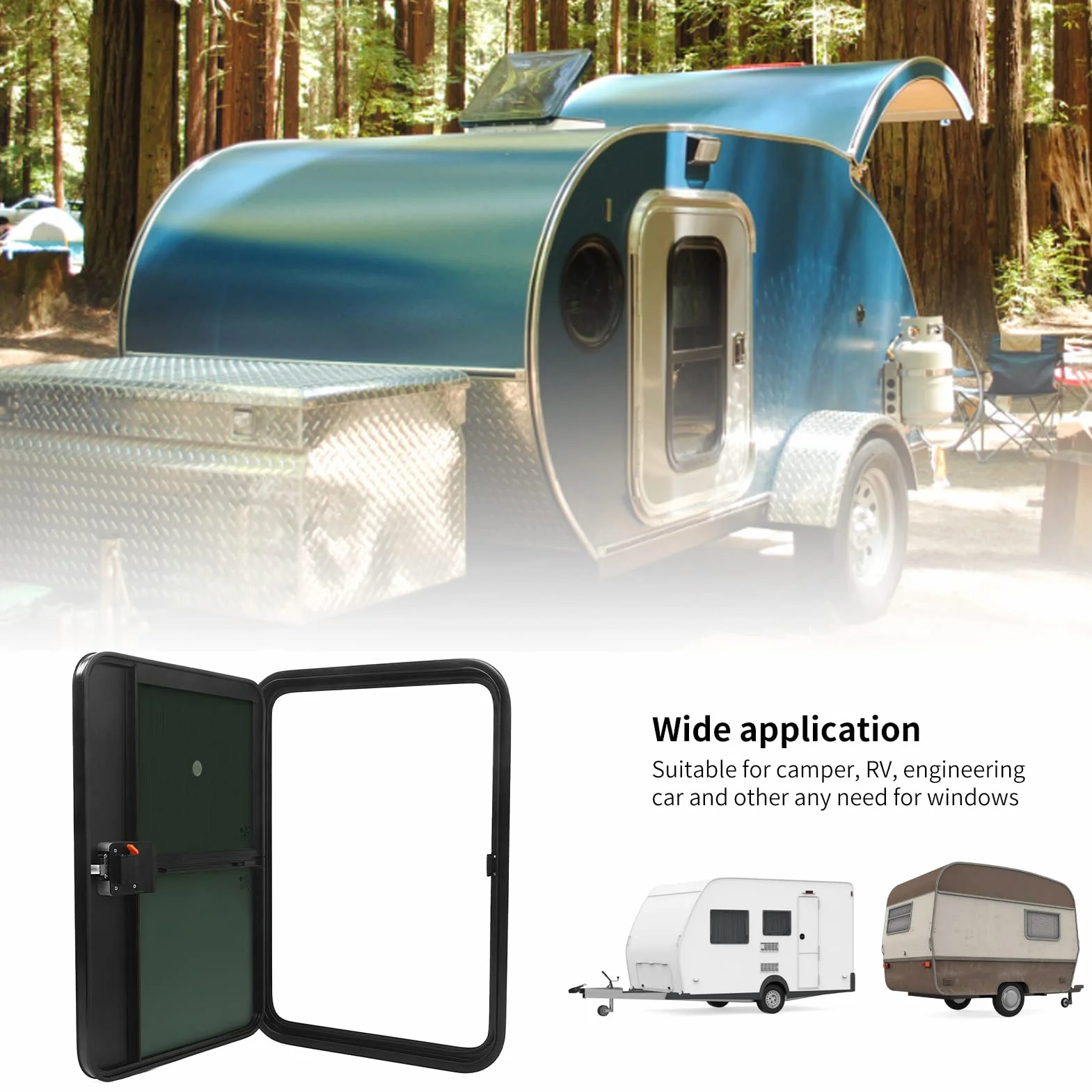 Drzwi RV, 27.16x37.4in Pełne uszczelnienie drzwi do przyczepy kempingowej z siatką przeciw owadom Bezpieczny zamek, Teardrop Door Caravan Door Trailer Entrance Door, Rounded