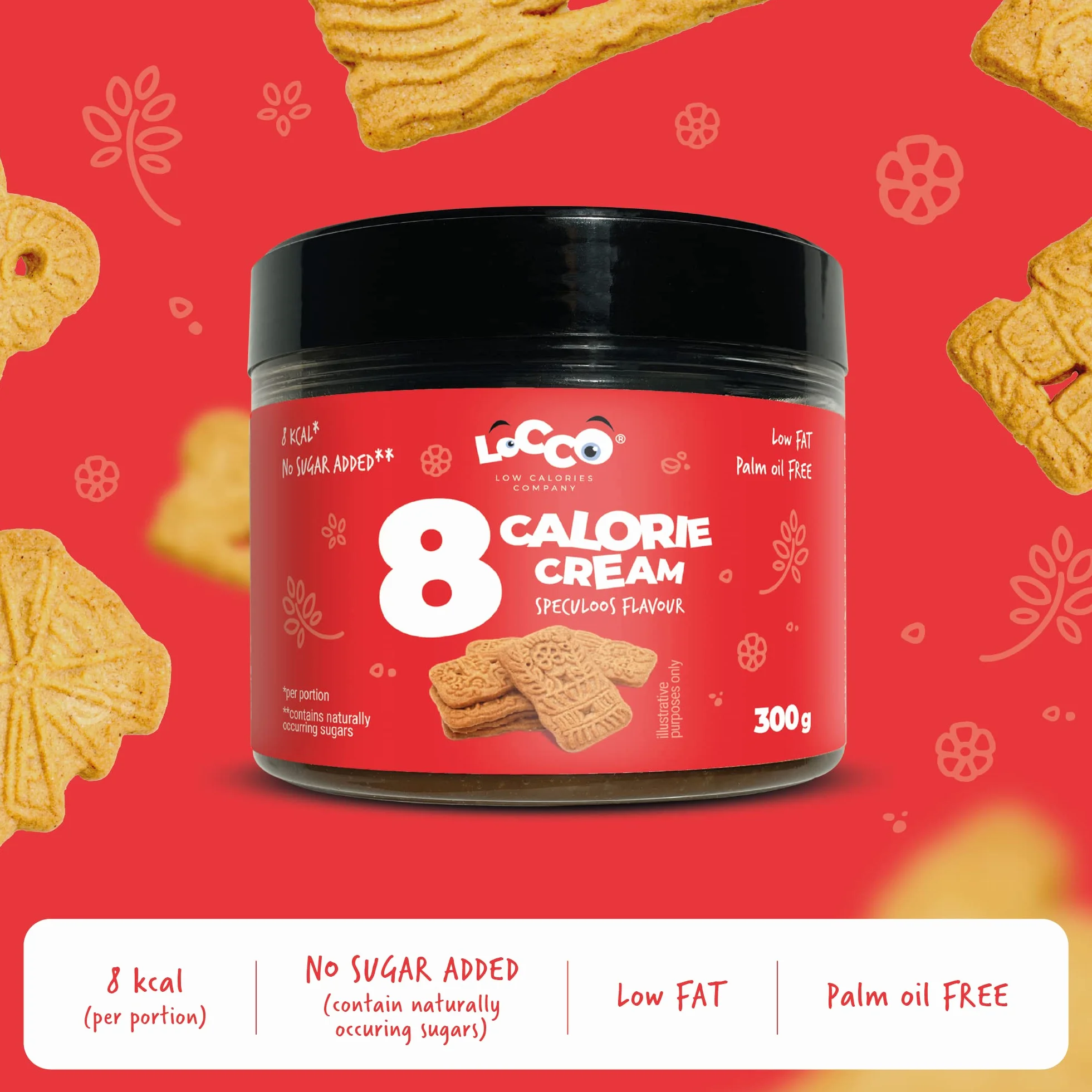 Krem Niskokaloryczny 8 kcal Korzenny Spread Bez Cukru Keto Low Carb Vege Bez Oleju Palmowego i Glutenu Ciasteczko Korzenne 300g
