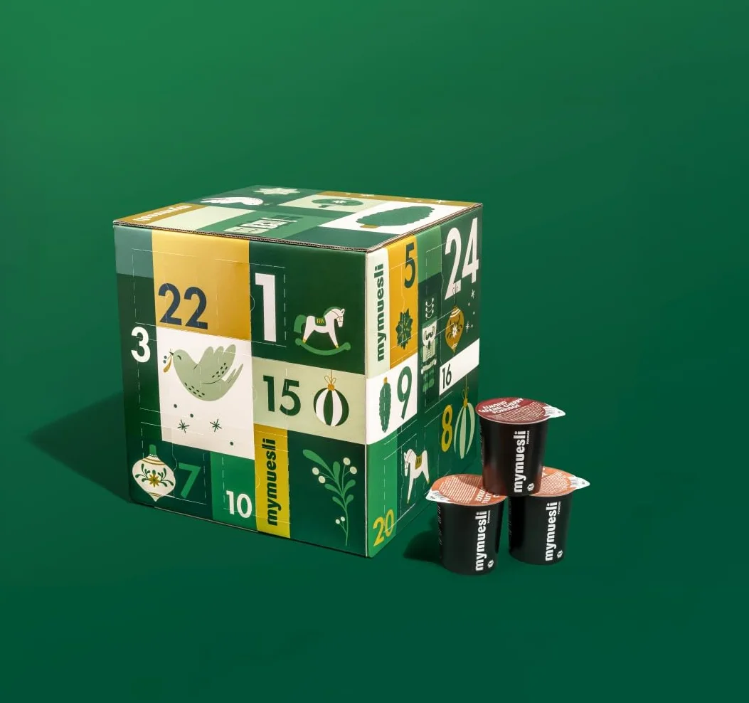 mymuesli Kalendarz adwentowy owsianka 2022-24 x porcja owsianka 2 g, 45 g, 20 różnych odmian, prezent dla mężczyzn i kobiet