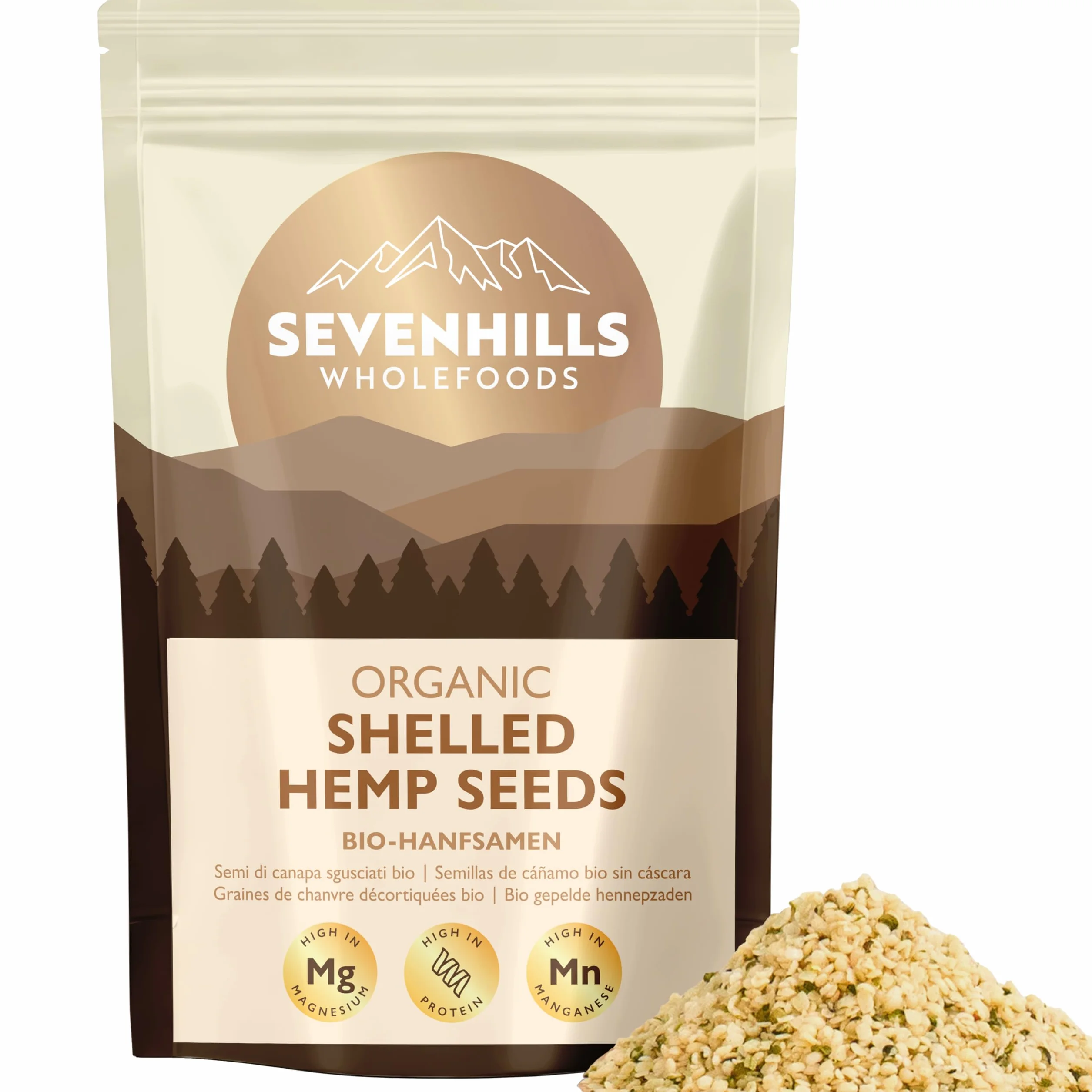 Sevenhills Wholefood Organiczne Surowe łuskane Nasiona Konopi 500g