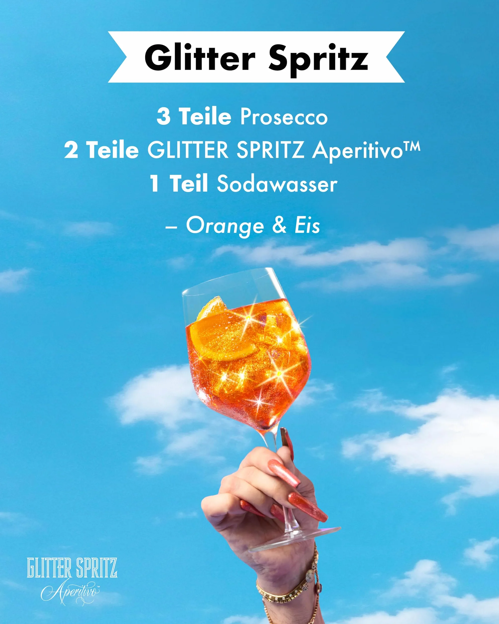 Glitter Spritz bez alkoholu, 0,7 l – aperitivo brokat aperitivo z gorzką pomarańczą, rabarbarem i ziołami, aperitif do włoskiego sprayu i na specjalne okazje (1 x 0,7 l)