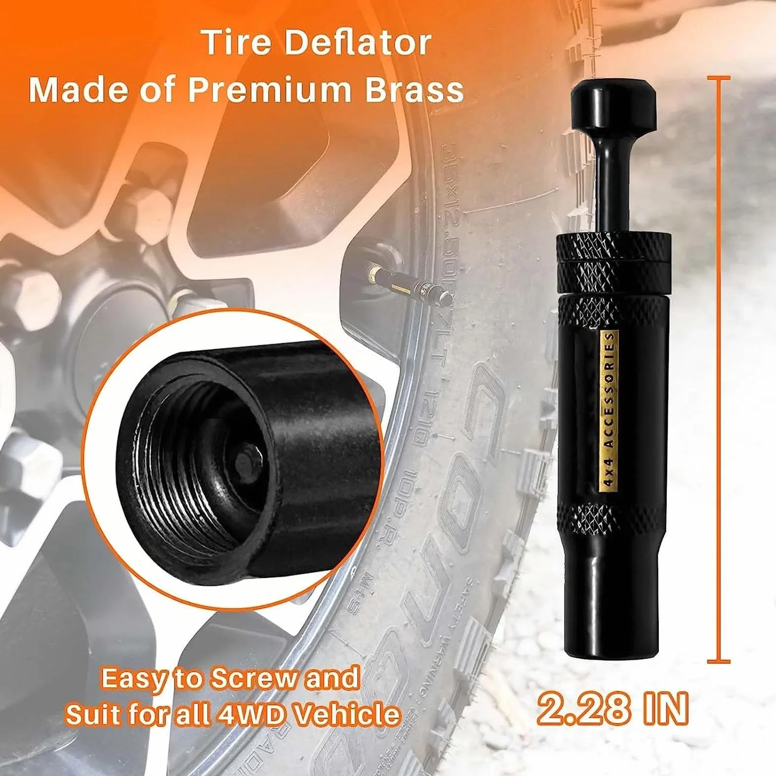 Rapid deflator do opon, akcesoria offroadowe, regulowany deflator powietrza do opon, 4-cz? ?ciowy zestaw Auto Stop-4 Spin- (10-30 PSI) , Rapid do samochodów ci? ?arowych, pickup, offroad