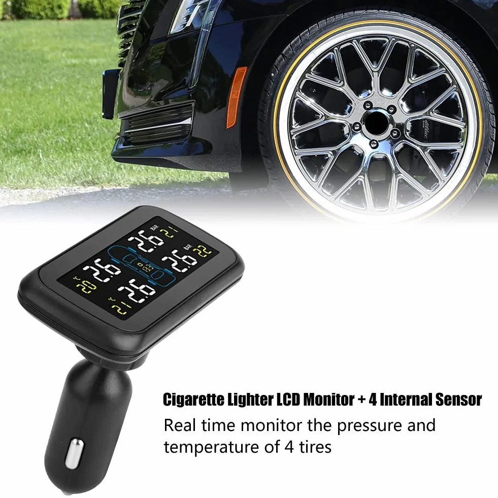 TPMS system monitorowania ciśnienia w oponach z 4 czujnikami wewnętrznymi i monitorem LCD