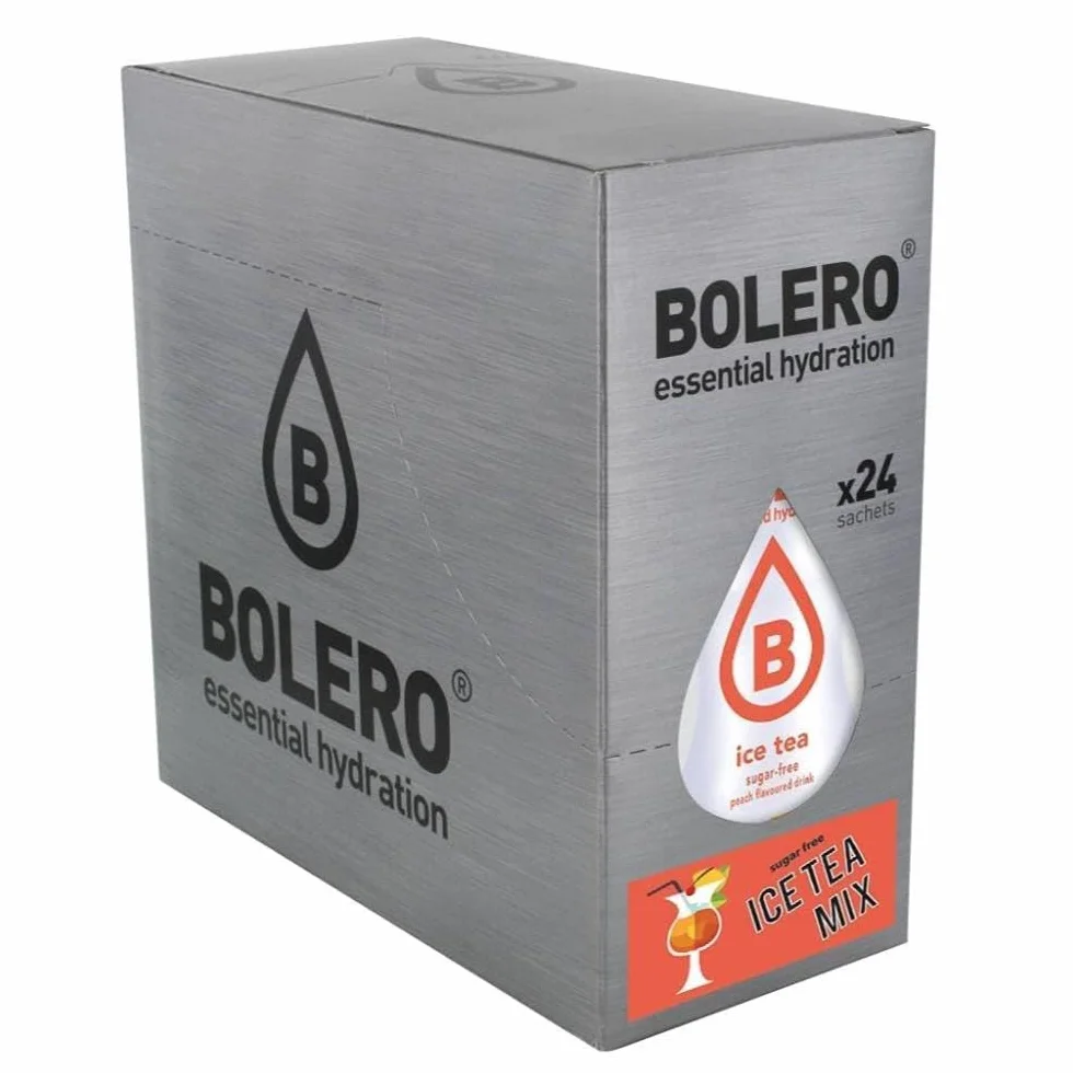 Poznaj Bolero ICE TEA MIX | 24x8g I Orzeźwiający napój w proszku bez cukru słodzony stewią | cytrynowy aromat mrożonej herbaty, mrożona herbata brzoskwiniowa, mrożona herbata z marakui