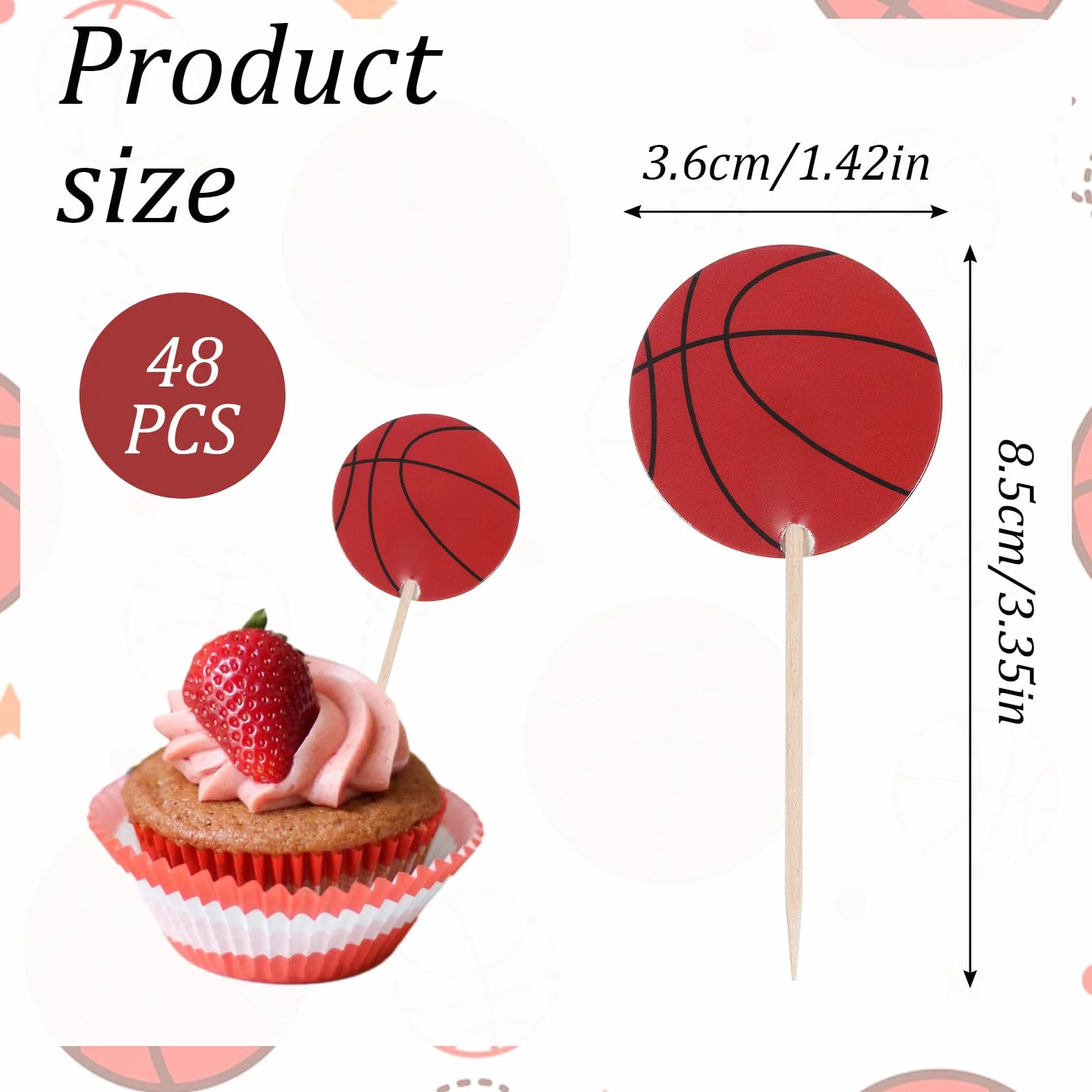 Mabor 48 szt. toppery na babeczki do koszykówki baby shower dekoracje