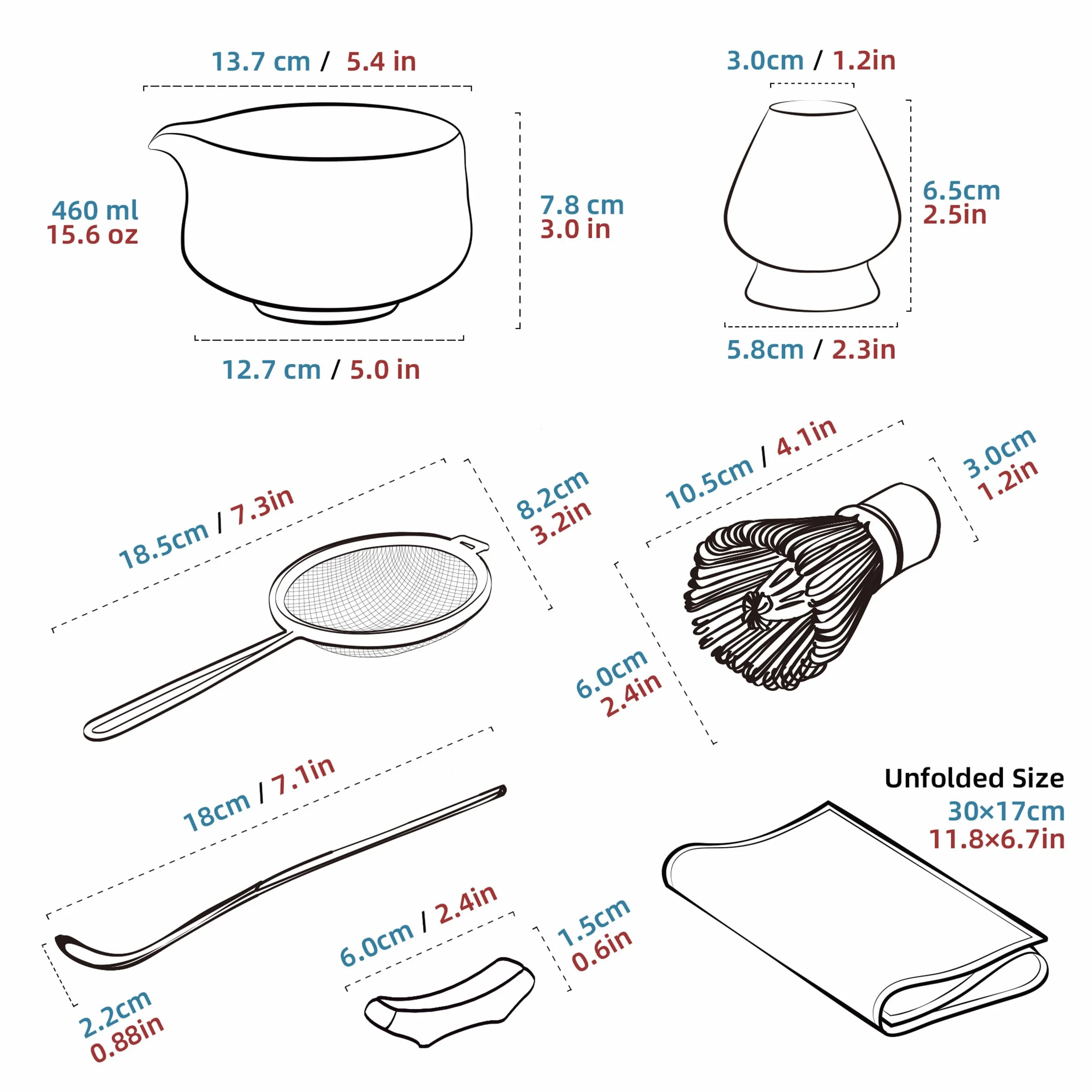 TEANAGOO Zestaw trzepaczek Matcha, zestaw 7 szt., różowy, zestaw do ceremonii matcha, zestaw do herbaty matcha do robienia latte, ceramiczna miska (chawan) z wylewką i trzepaczką, prezent dla