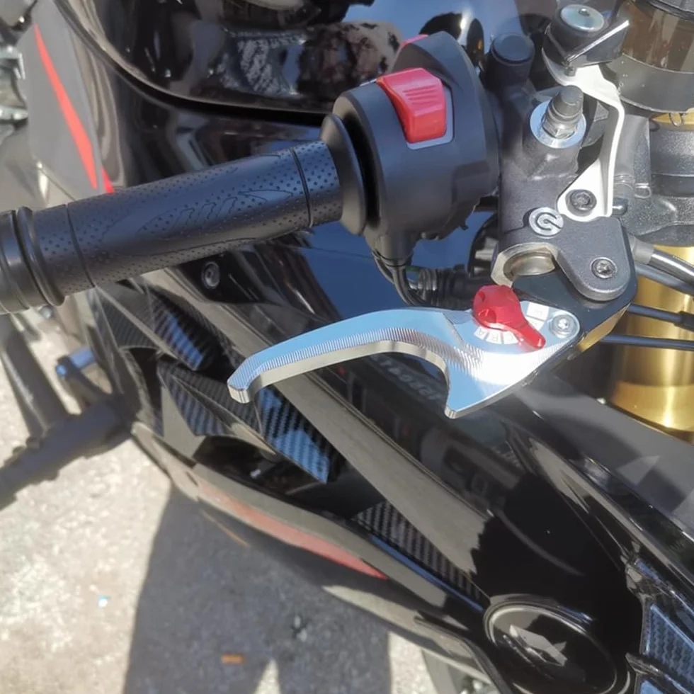 Krótki zestaw dźwigni sprzęgła hamulca z 2 palcami kompatybilny z Royal Enfield Himalayan 450 Guerrilla 450 2024 2025, wykonany ze stopu aluminium CNC (czarny)