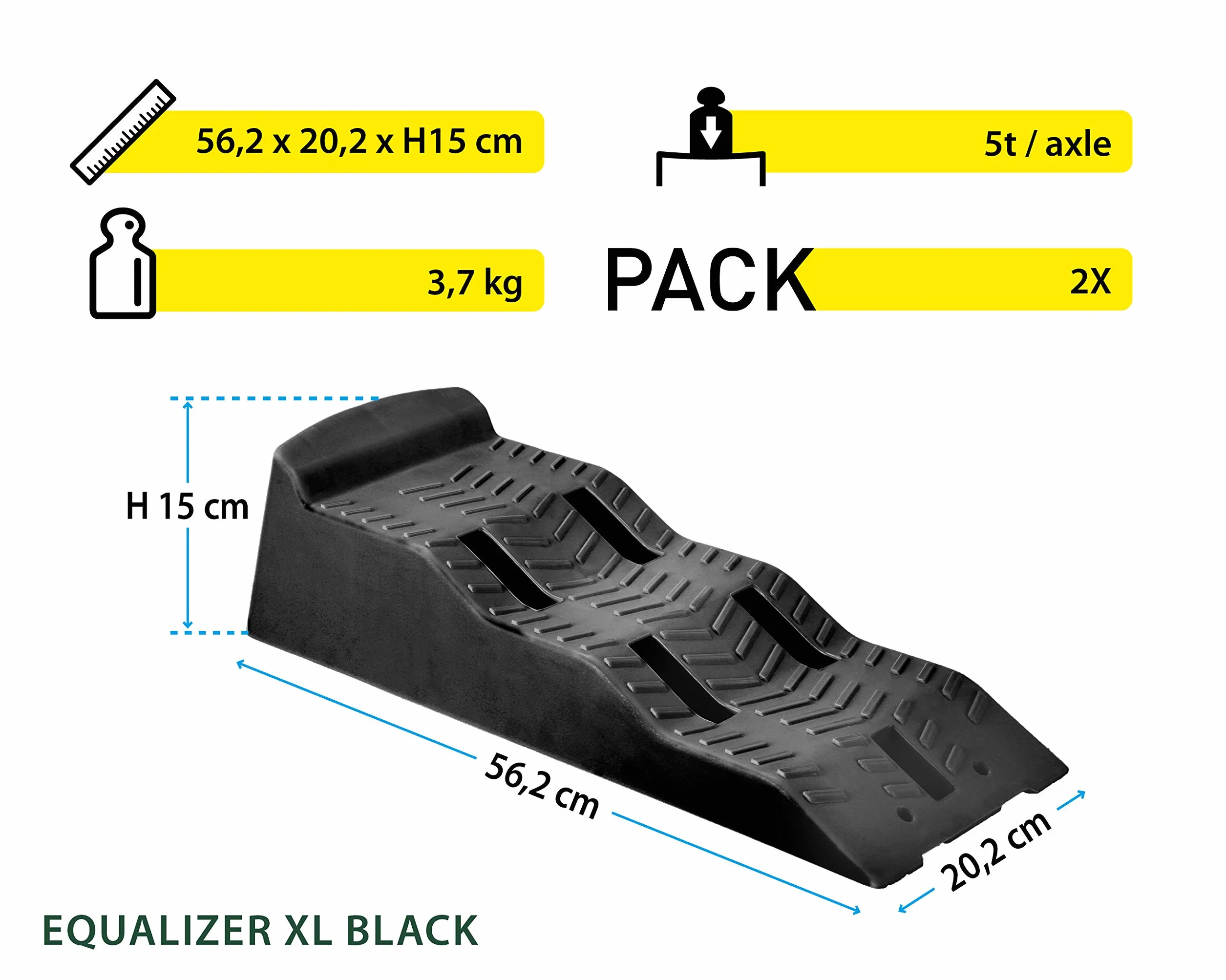 Brunner 7110105N.C03 Kliny najazdowe Leveller Kliny wyrównujące Equalizer, XL, czarny