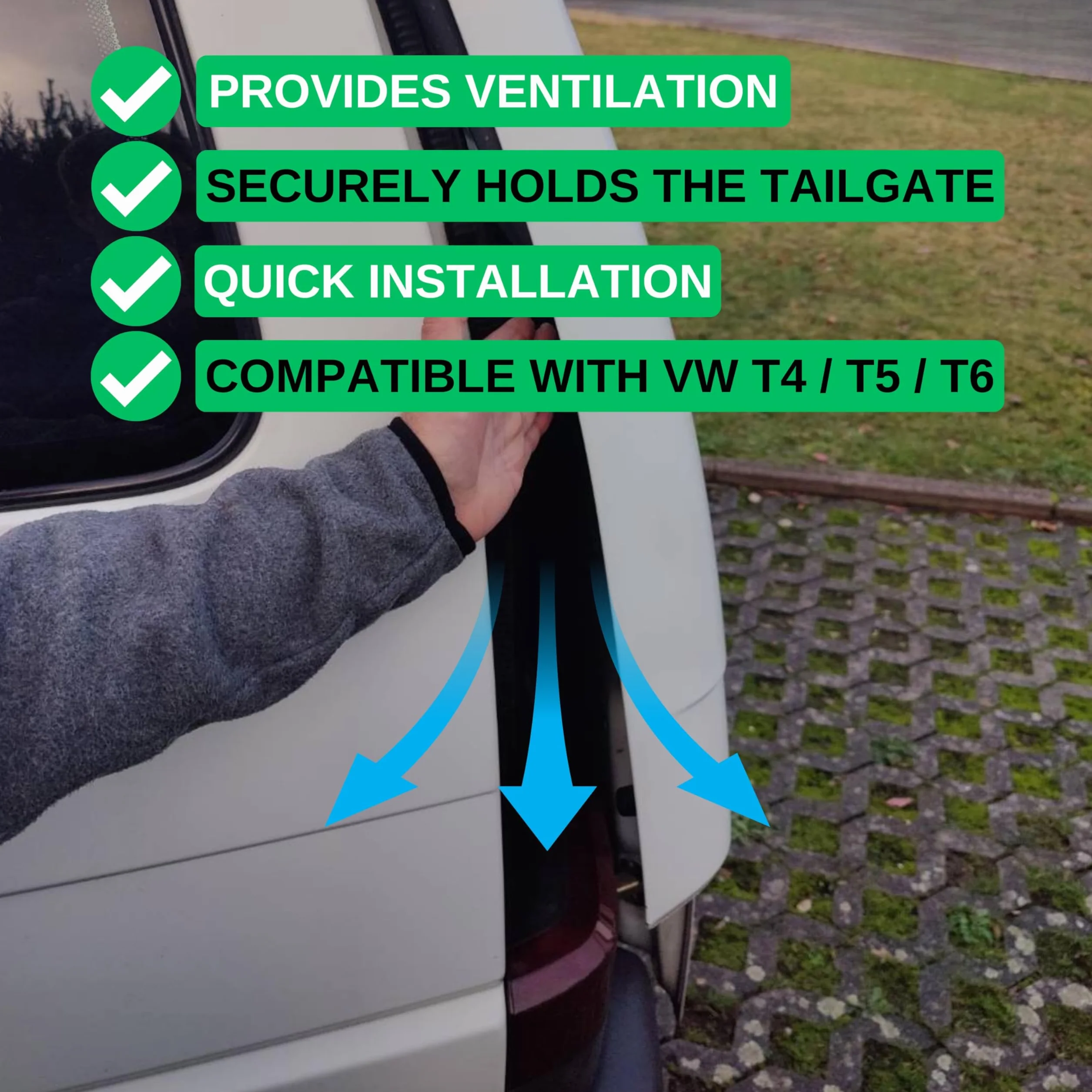 Uchwyt tylnej klapy Volkswagen VW T4 T5 T6 Bus Transporter 197 mm stal nierdzewna