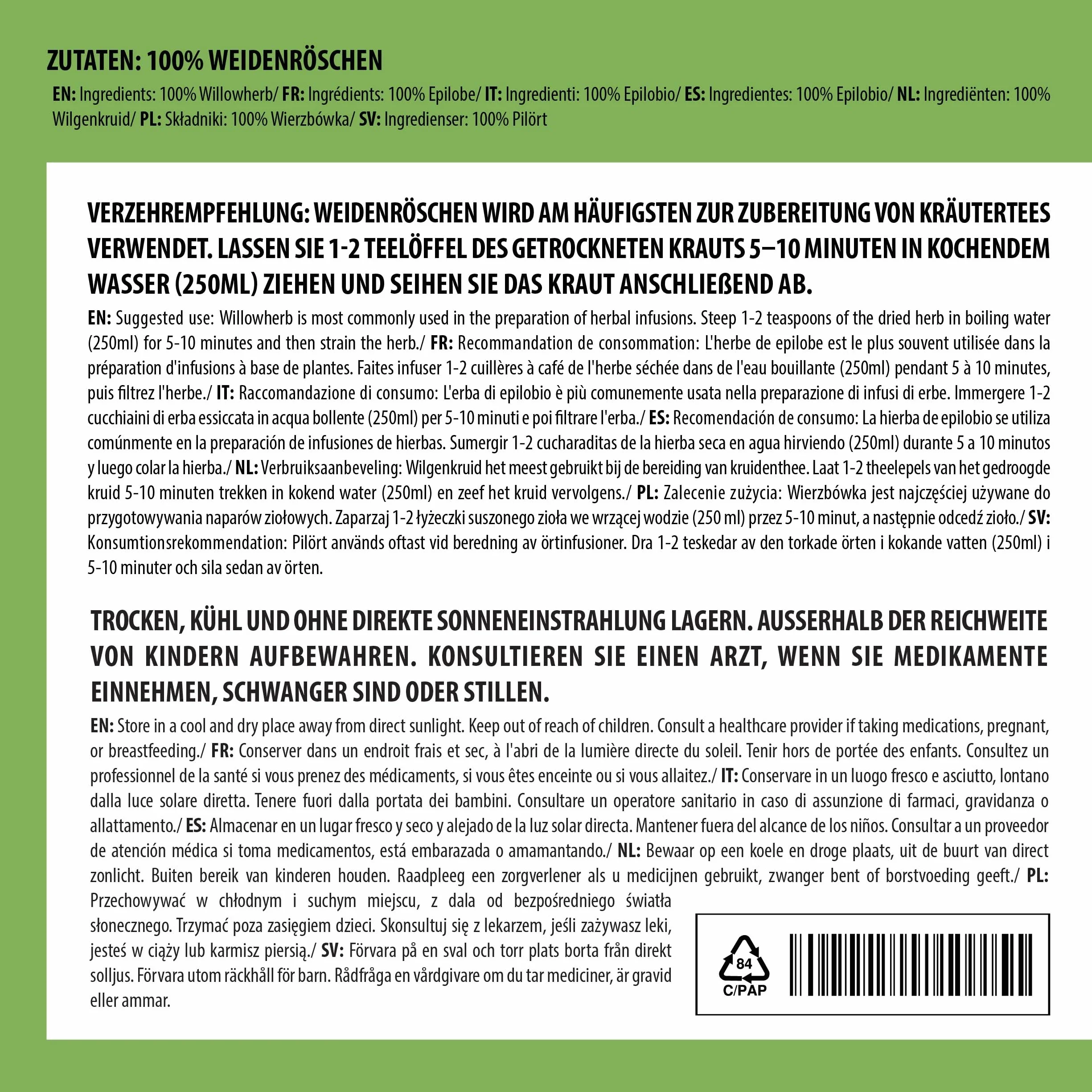 Alpi Nature Herbata z Wierzbownicy 250g, Suszone Cięte Ziele z Kwiatami