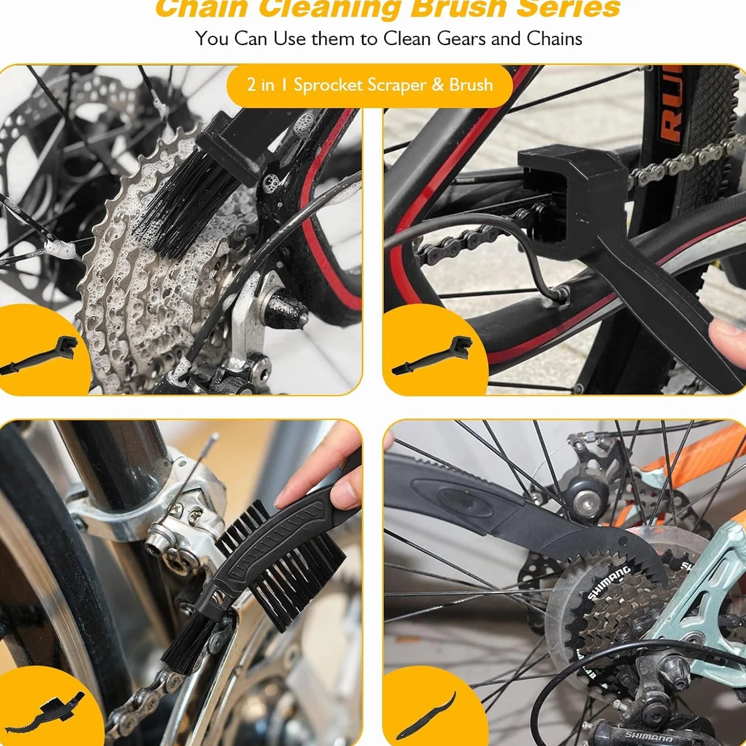 12-w-1 Zestaw do czyszczenia roweru, zestaw do czyszczenia roweru CLOPAE, zestaw do czyszczenia roweru do łańcucha rowerowego, opon, zębatek, szczotki do łańcucha, szczotki rowerowe do czyszczenia