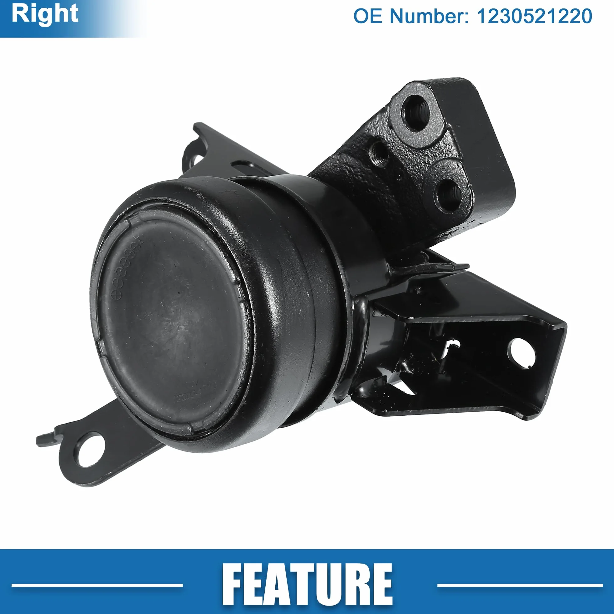 A ABSOPRO Uchwyt silnika do Toyota Yaris 1,5 l 2006-2018 1 szt | Numer OE 1230521220, pozycja po prawej stronie, materiał: żelazo, kolor czarny, wymiary 13 x 21,6 cm