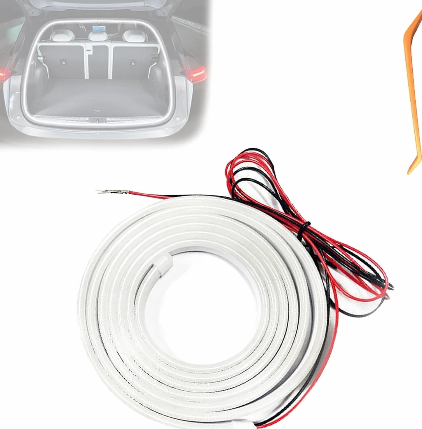 Dynamiczny pasek świetlny LED do bagażnika, LED do bagażnika samochodowego lub dekoracji oświetlenia wewnętrznego, oświetlenie otoczenia samochodu (biały, pełny okrąg 4 m / 13,1 stopy)