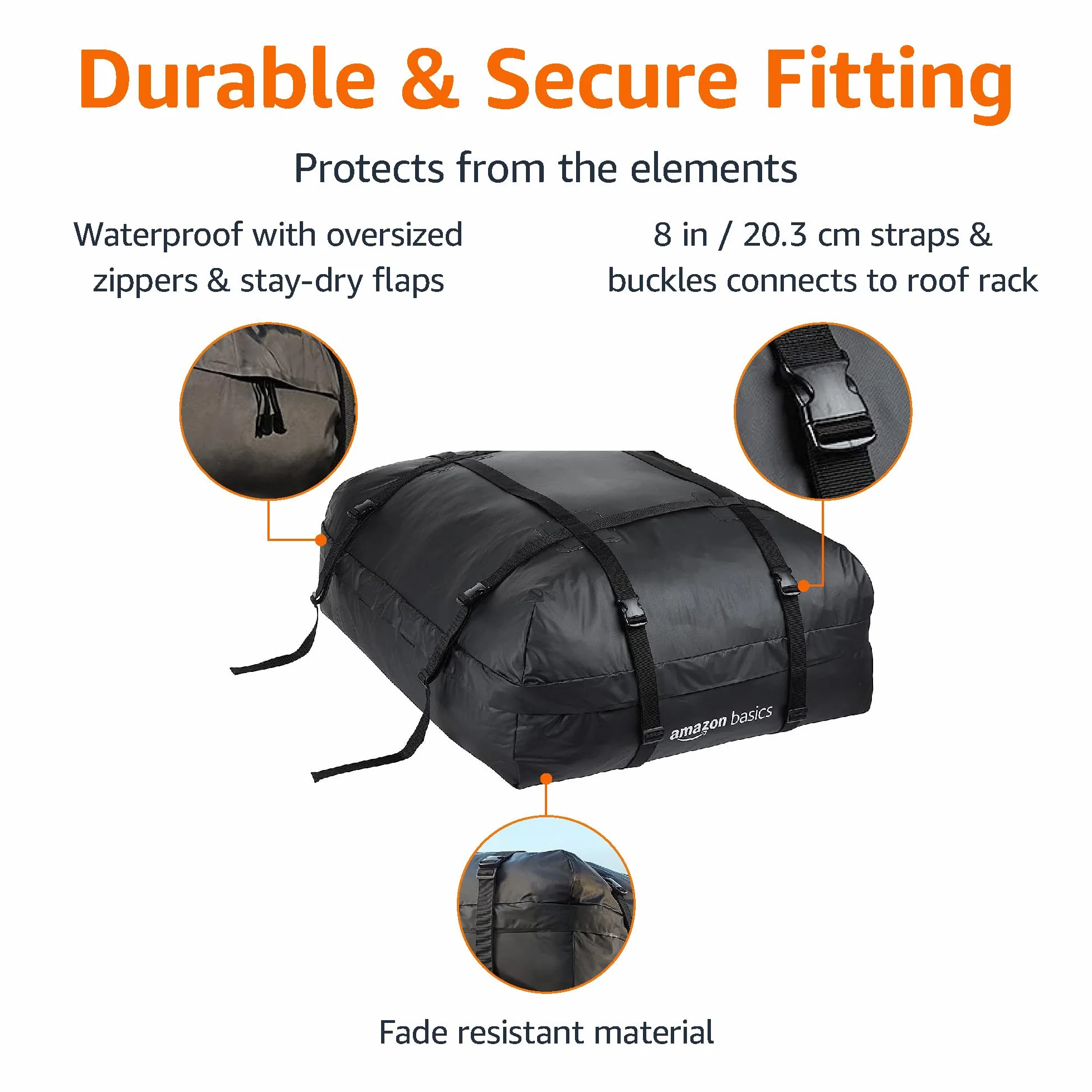 Amazon Basics torba na bagażnik dachowy, czarna, 425 l