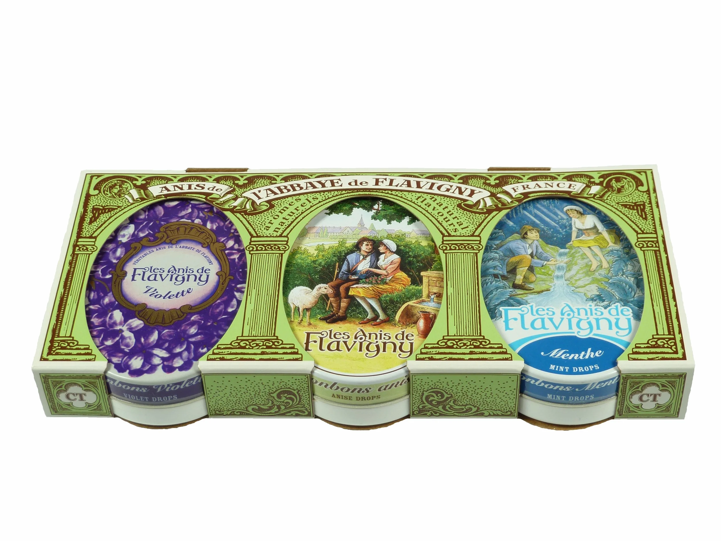 Les Anis de Flavigny - Trio cukierki anyżowe / fiołki, naturalny, mięta - 3 x 50 g