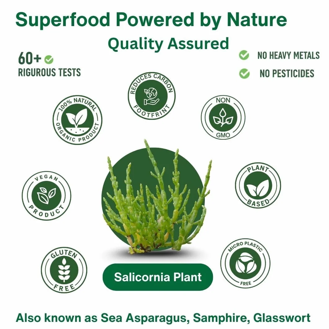 SaltWise Salicornia White Salt Low Sodium Salt Substitute Plant-Based Mineral Salt Kosher 100% Natural 7.05 oz
