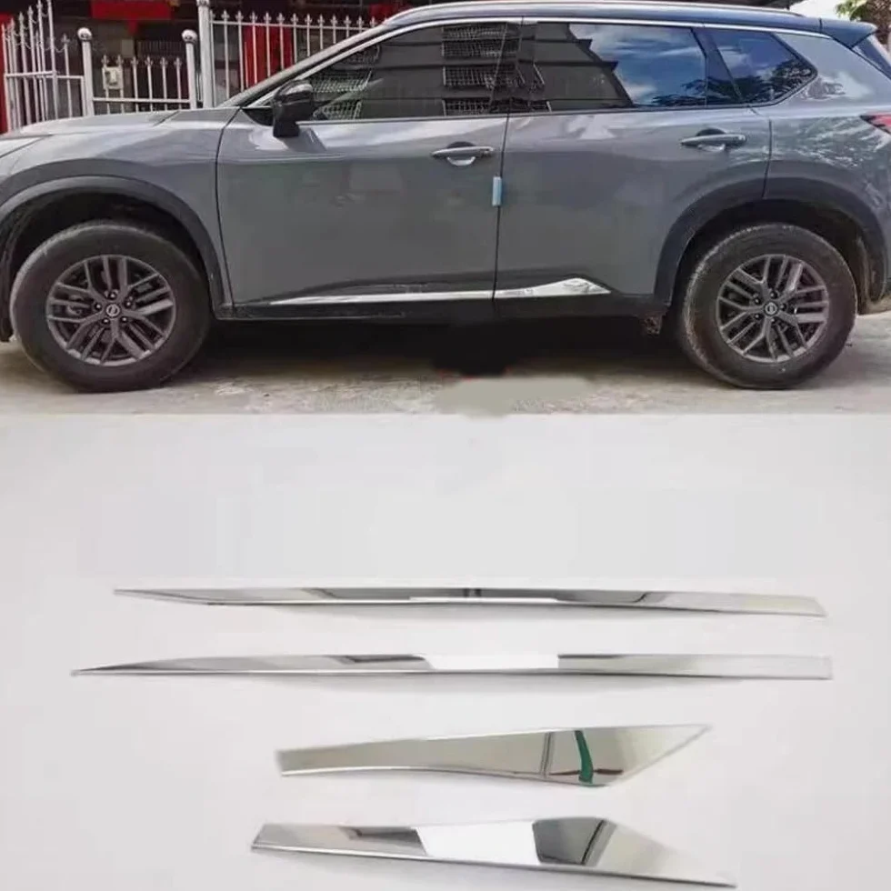 Listwy progowe boczne drzwi osłona ochronna do Nissan X-Trail Rogue T33 2021-2025 srebrne listwy