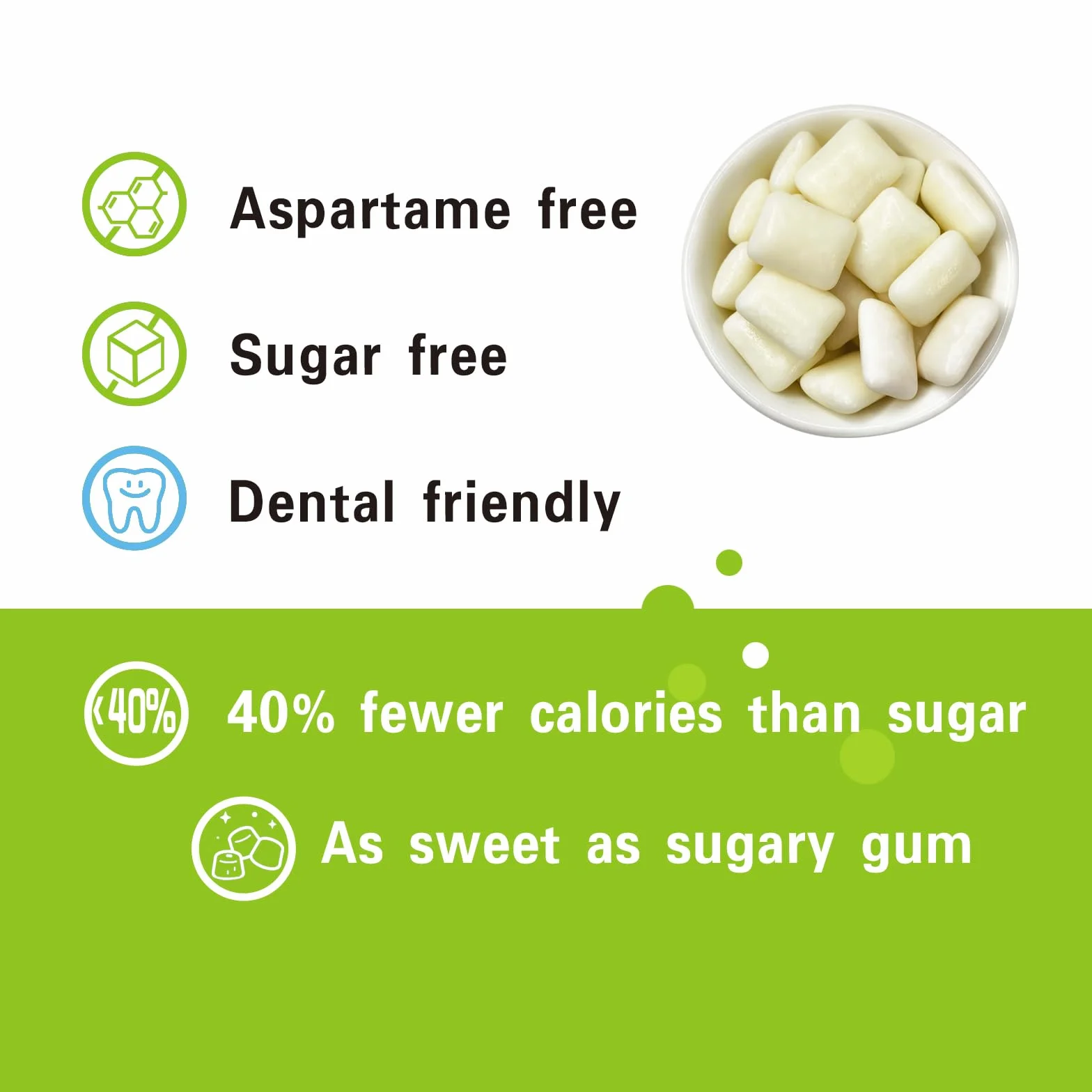 Guma do żucia z 100% Ksylitolem, Naturalny aromat mięty zielonej, Bezglutenowa, Wegańska, 60 sztuk