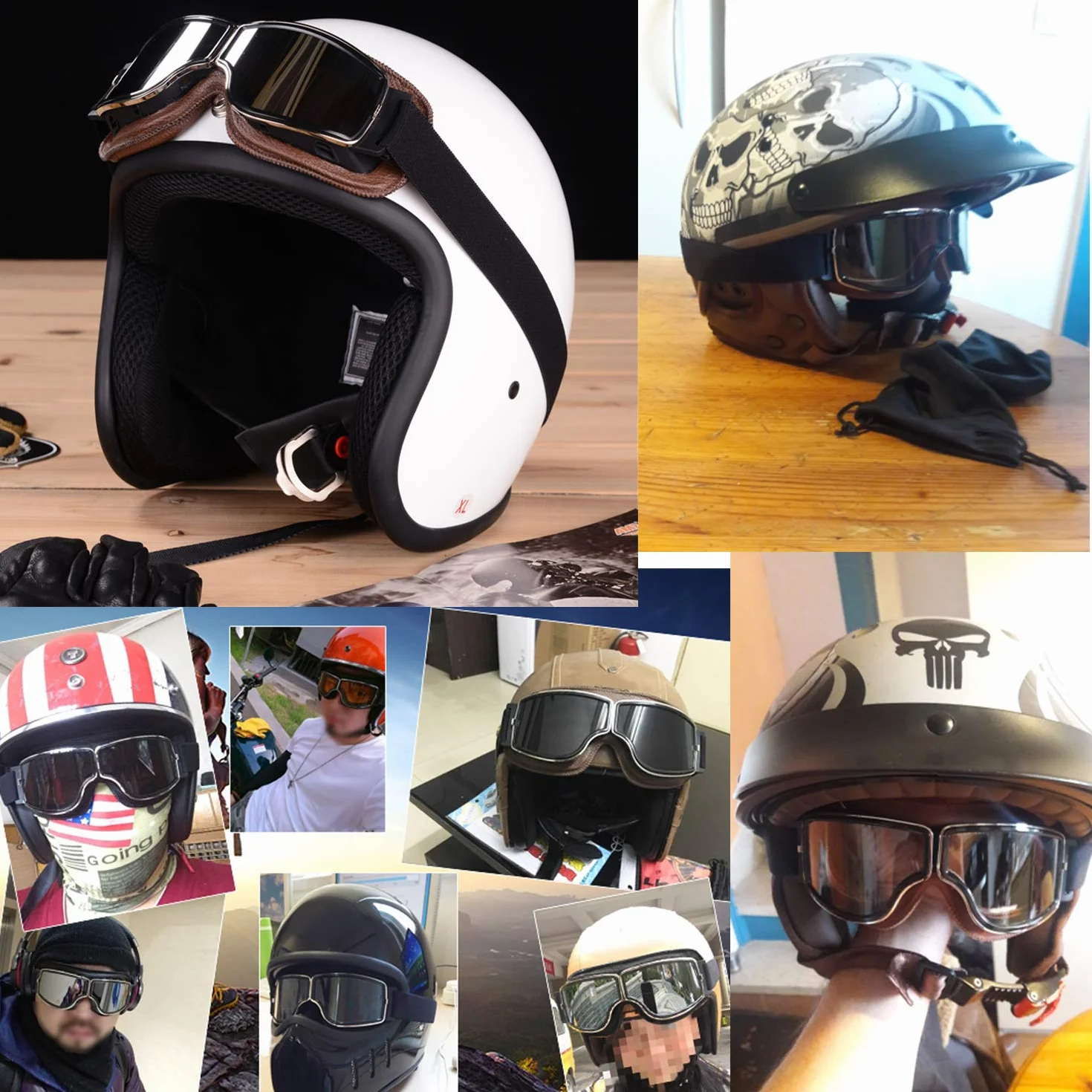 Motocross skórzane gogle nad opisami okulary otwarte lub pół twarzy kask kobiety mężczyźni okulary przeciwsłoneczne