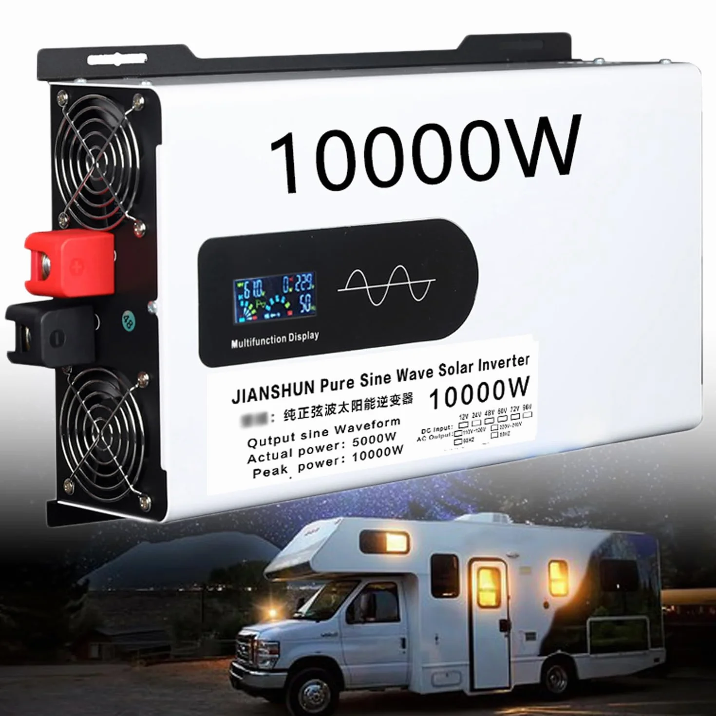 5000W/6000W/8000W/10000W/12000W czysta fala sinusoidalna przetwornica napięcia 12V/24V/48V/60V/72V/96V do 110V/230V konwerter dla Off Grid układ słoneczny zasilanie awaryjne,10000W-72Vto220V