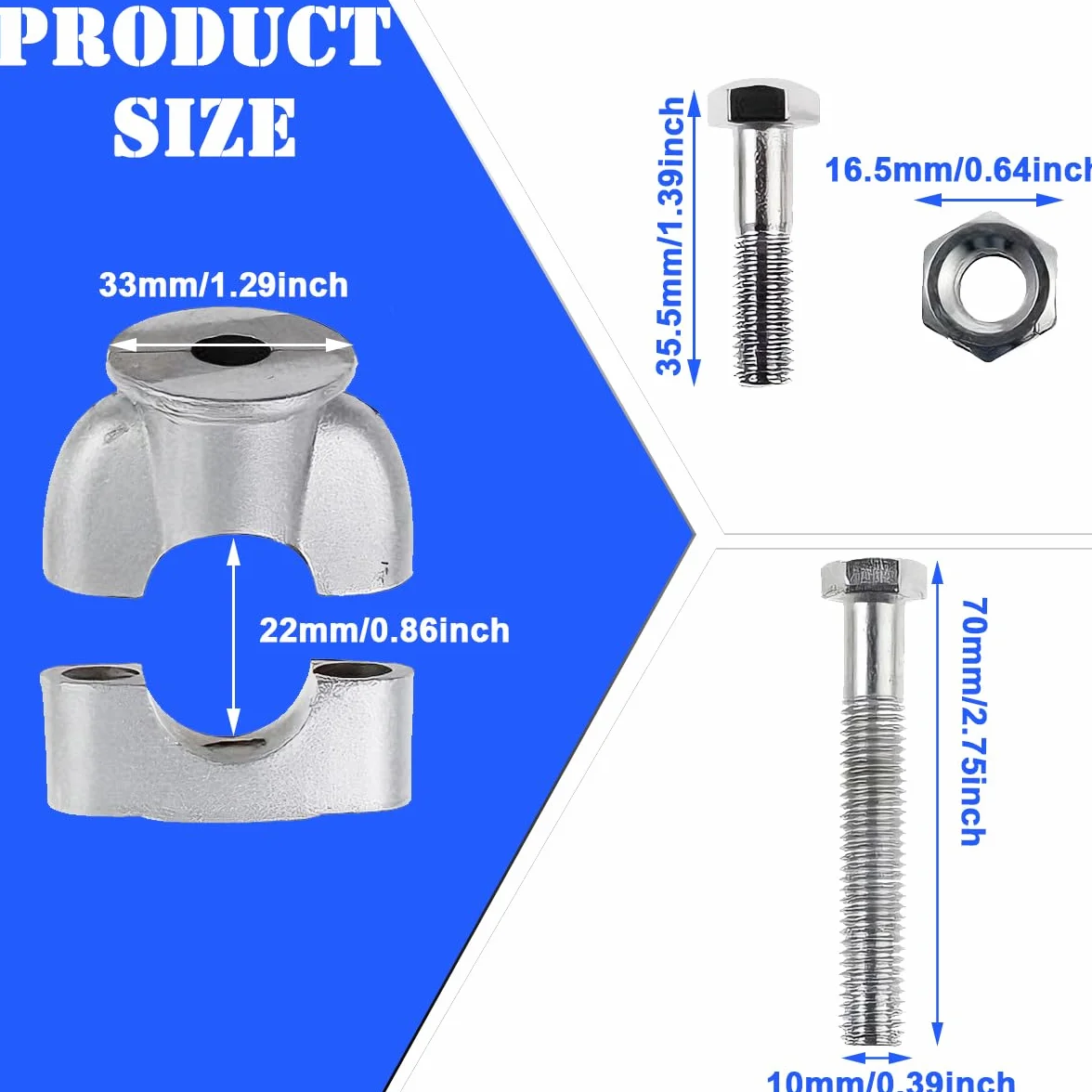 ZAMDOE 7/20.3 cm 22 mm podstopnice kierownicy motocykla, uniwersalny uchwyt, zacisk do motocykla, motocykla, Pit, Dirt Bike, ATV, off-road, adapter do kierownicy