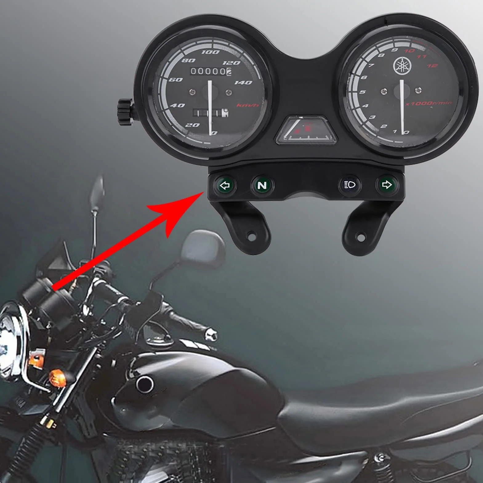 FECAMOS Prędkościomierz 12000 obr./min, motocyklowy licznik kilometrów solidna obudowa z tworzywa sztucznego 5 pinów wtyczka + 4 przewody do Yamaha YBR 125